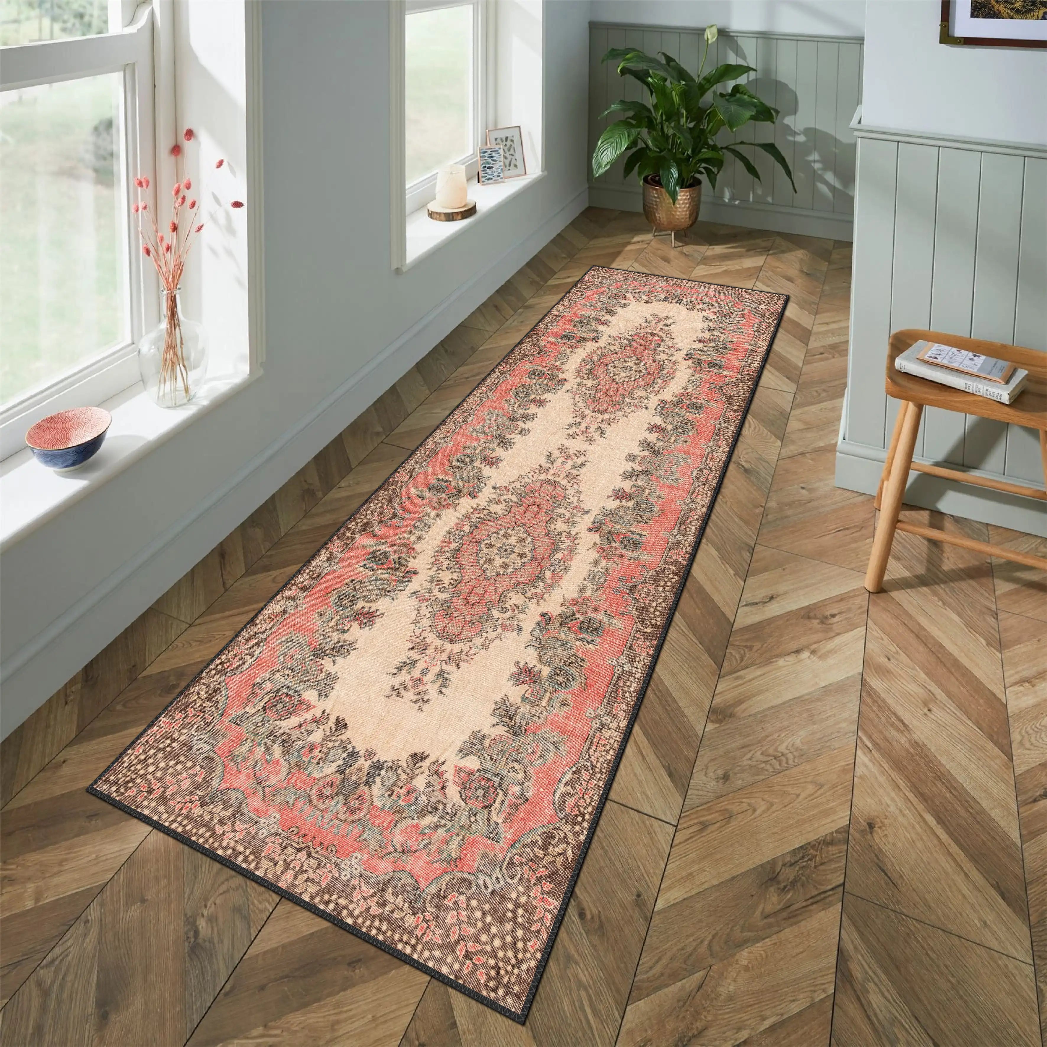 Beige - Pink Medallion Rug - Aladdinrugs