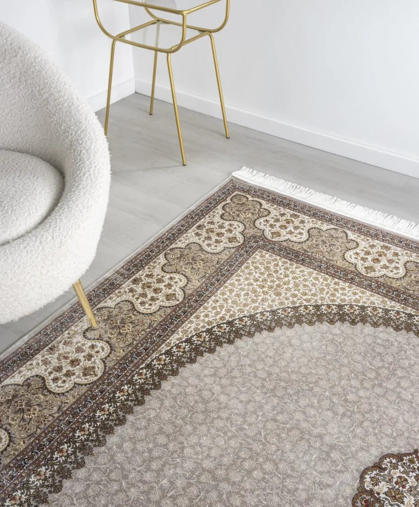 Minyatur Stone Oval Medallion Taupe Rug