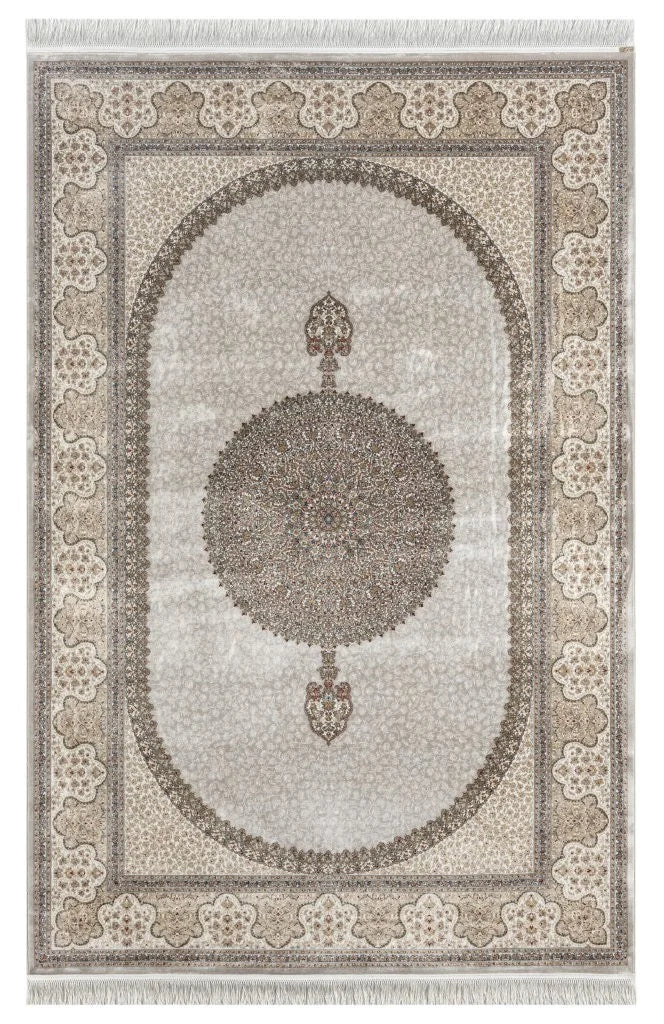 Minyatur Stone Oval Medallion Taupe Rug
