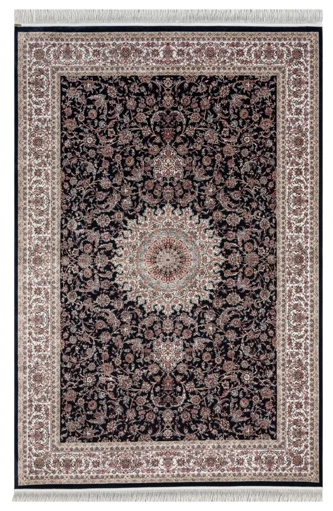 Minyatur Noir Floral Medallion Rug