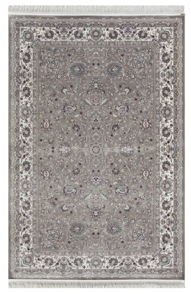 Minyatur Persian Garden Pattern Grey Ivory Rug