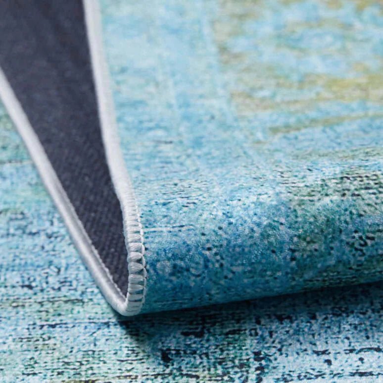 Turquoise Washable Rug - Aladdinrugs