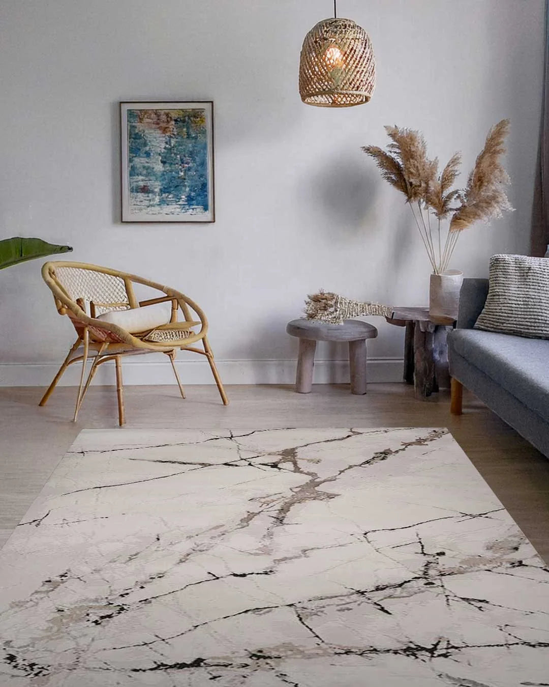 Ruby White Marble Vein Rug