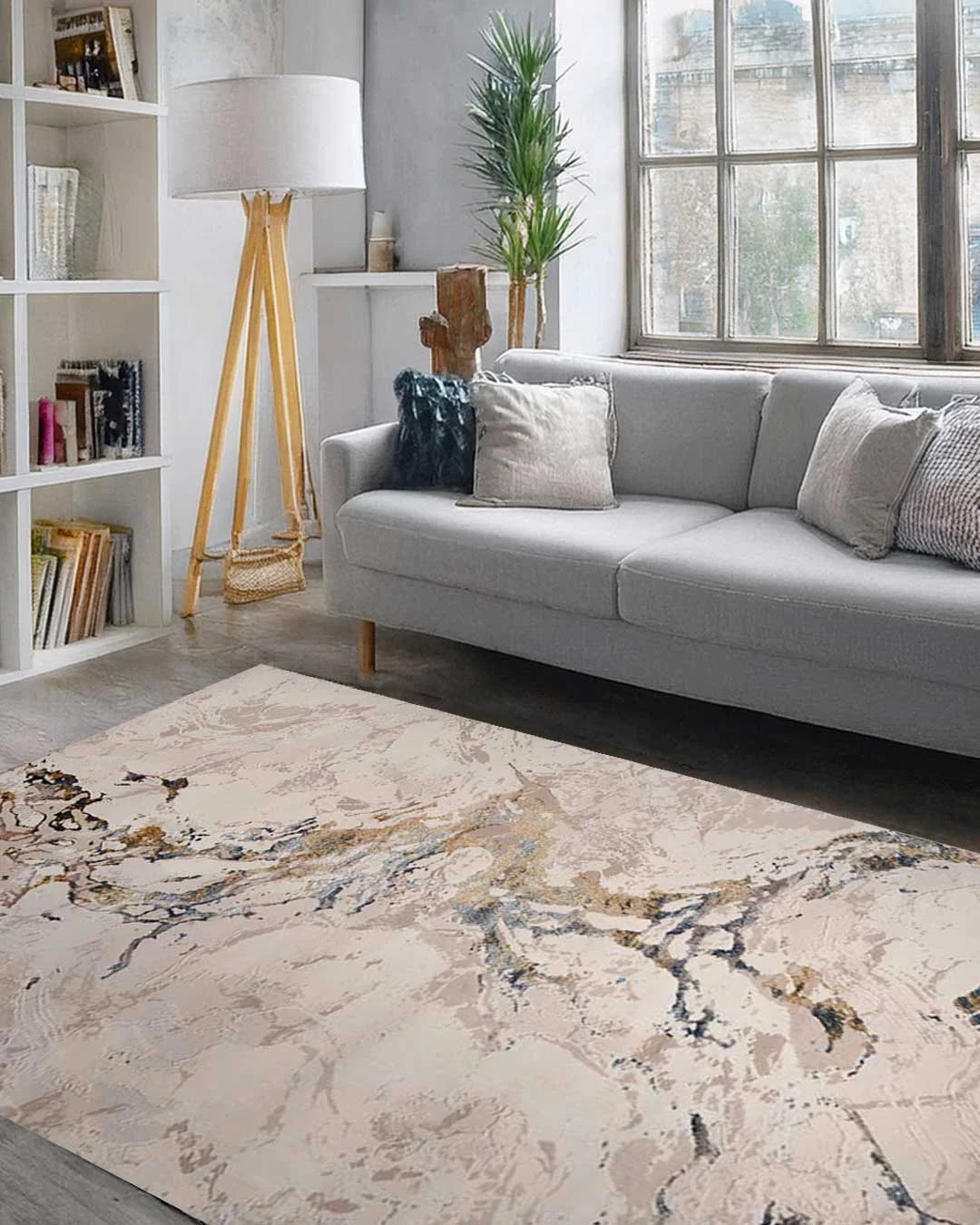 Ruby Beige Marble Gold Vein Rug