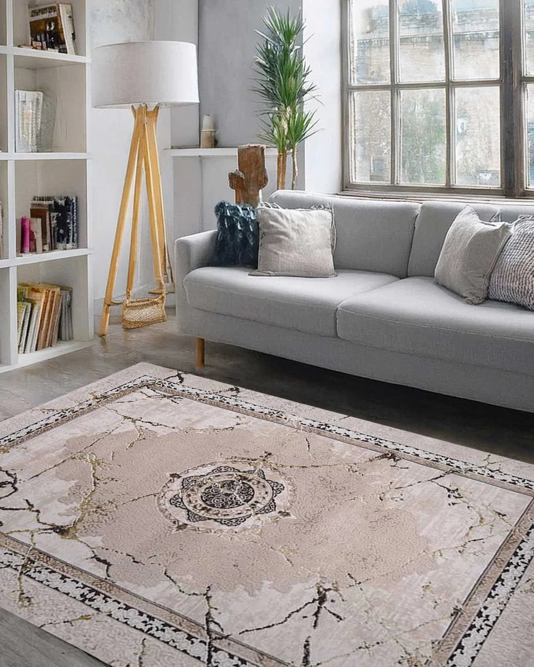 Ruby Marble Vein Medallion Rug