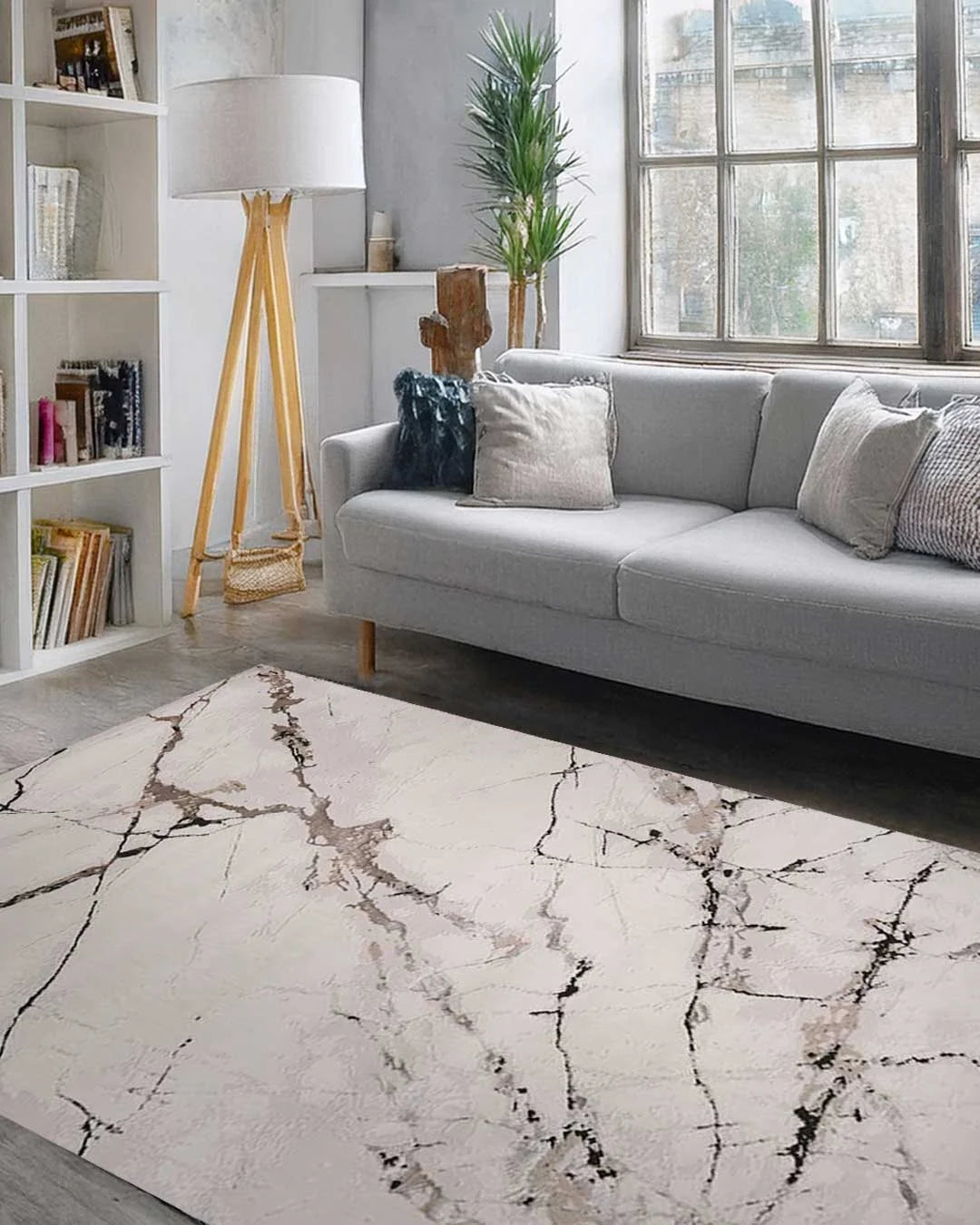 Ruby White Marble Vein Rug