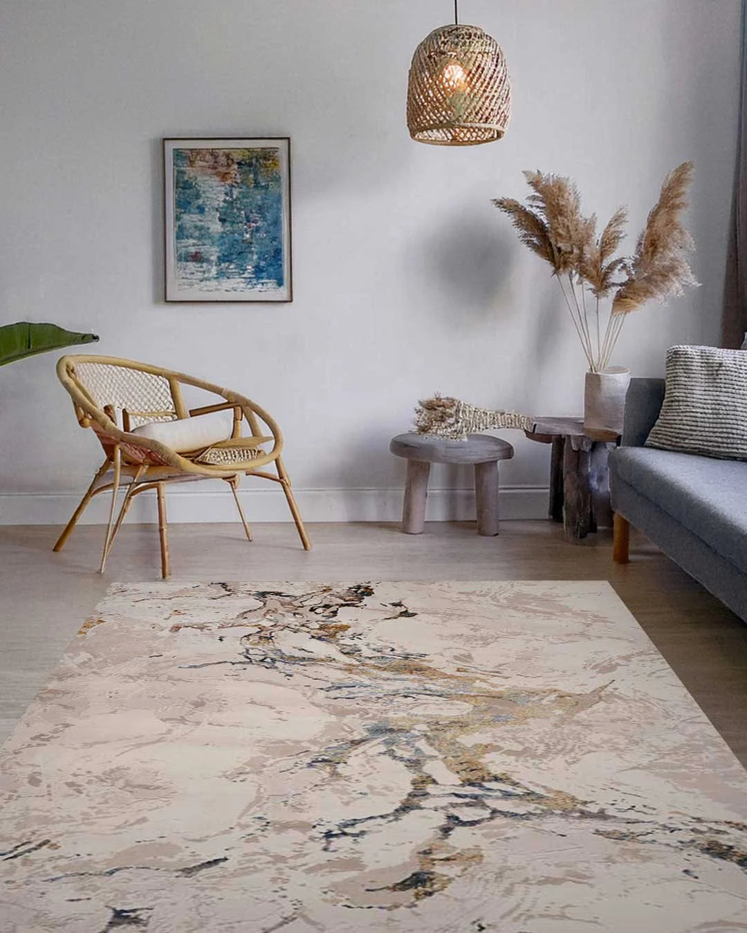 Ruby Beige Marble Gold Vein Rug