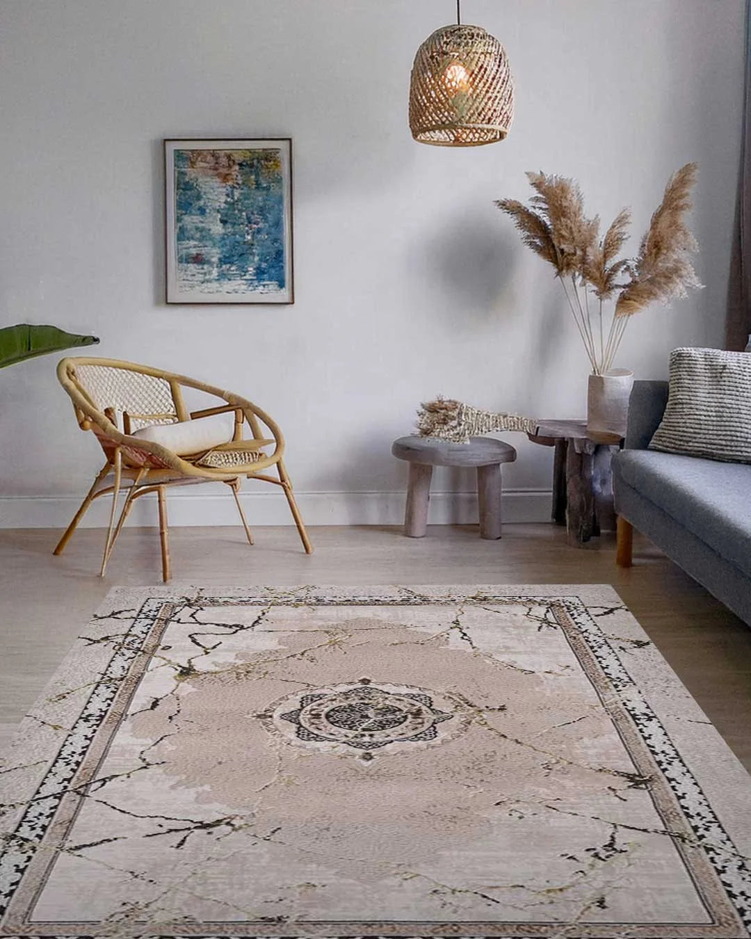 Ruby Marble Vein Medallion Rug
