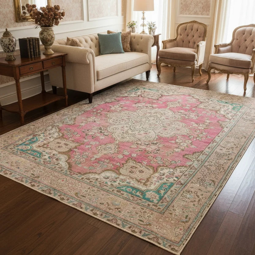 Antique Inspired Pink Rug - NW 516