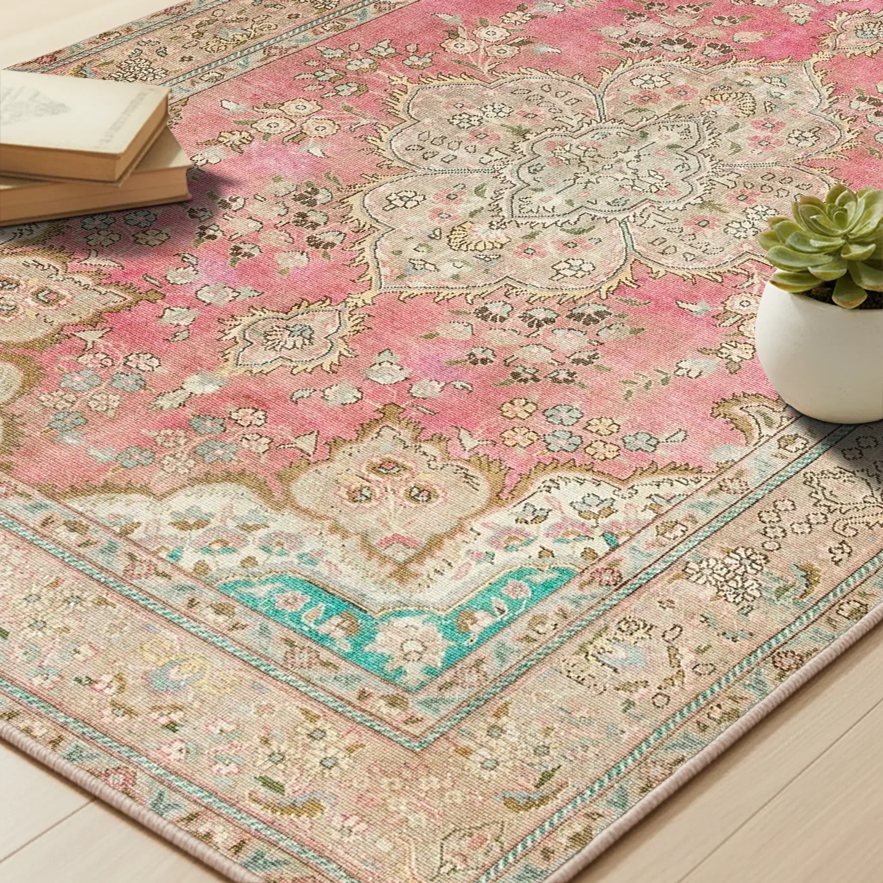 Antique Inspired Pink Rug - NW 516