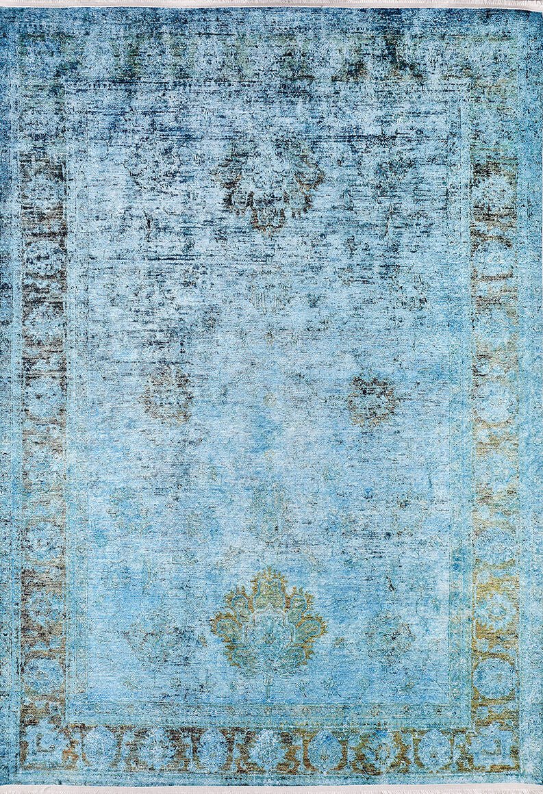 Turquoise Washable Rug - Aladdinrugs