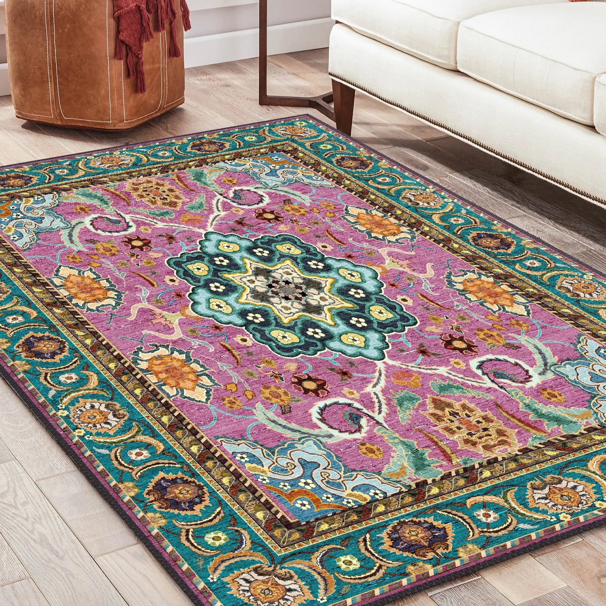 Pink and Turquoise Rug - Aladdinrugs