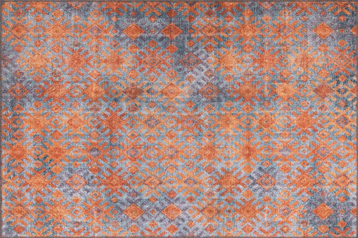Orange & Blue Rug - Aladdinrugs