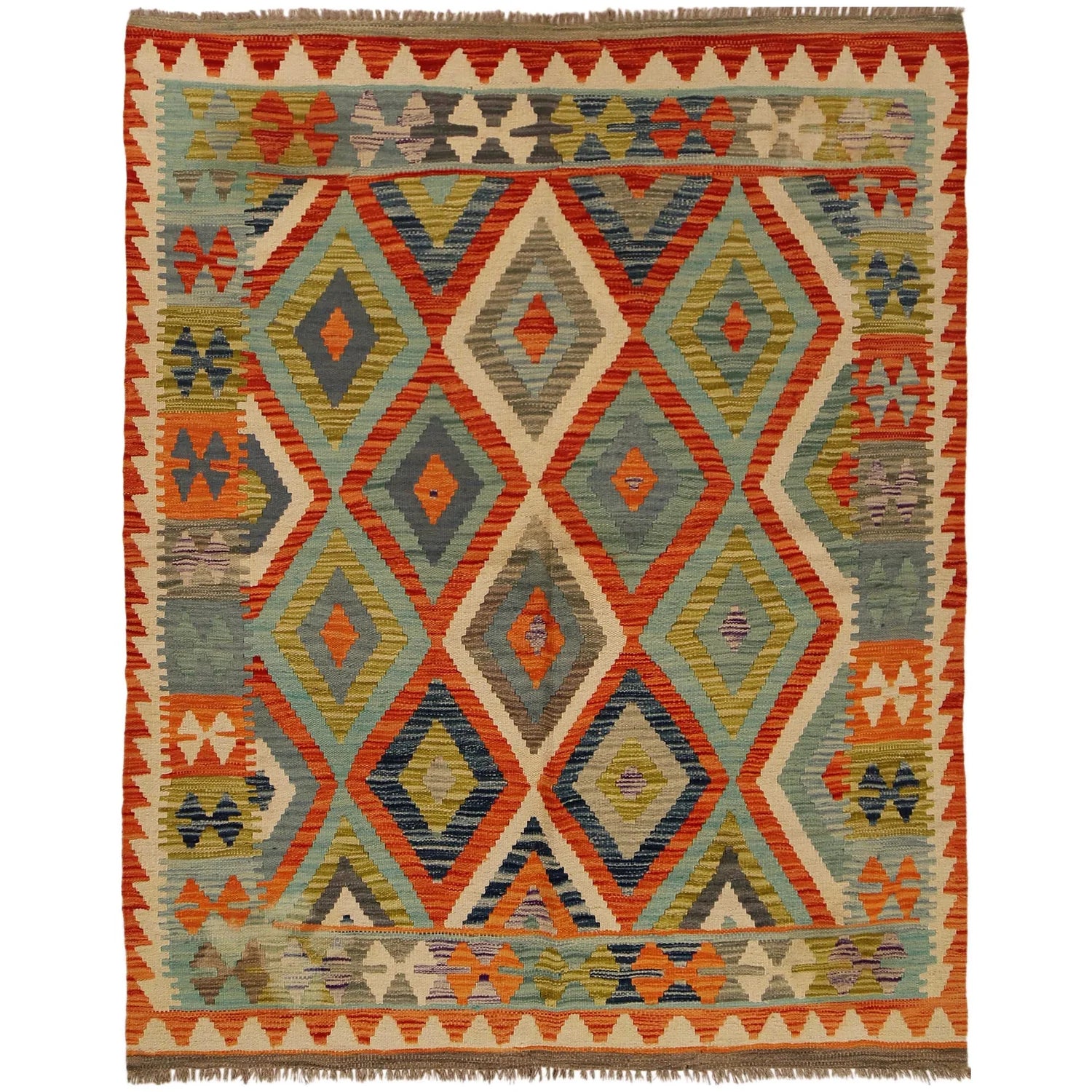 Handmade Natural Wool Kilim Rug 150 × 198 cm – No. P34906