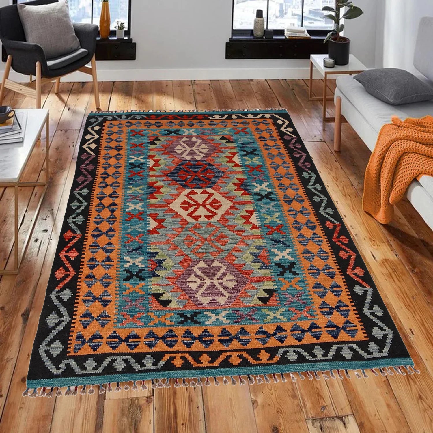Handmade Vegetable Kilim 126 x 176 cm - No. P34927