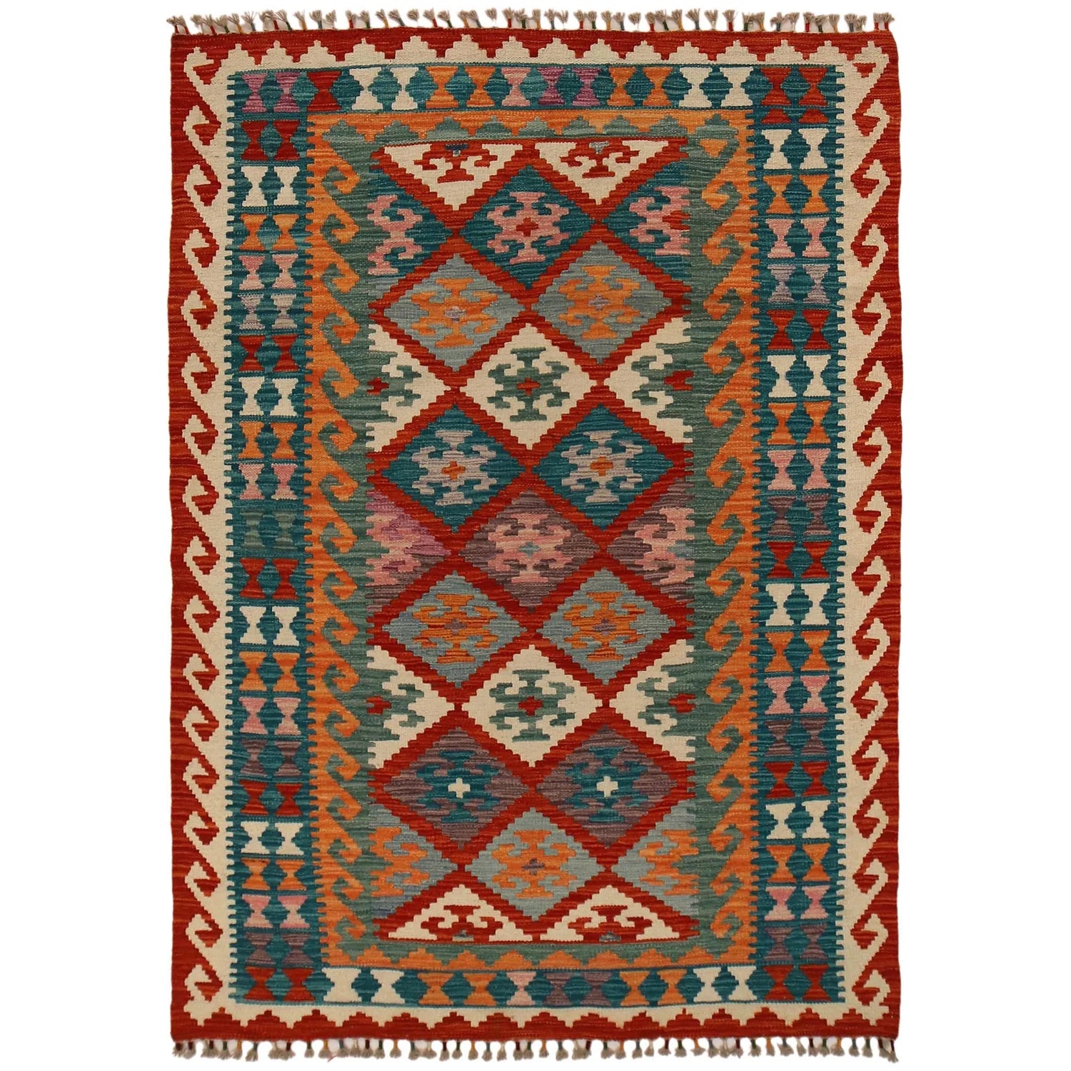 Handmade Natural Wool Kilim Rug 122 × 175 cm – No. P34928