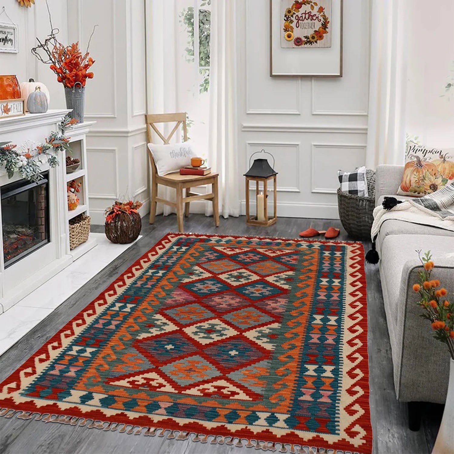 Handmade Natural Wool Kilim Rug 122 × 175 cm – No. P34928