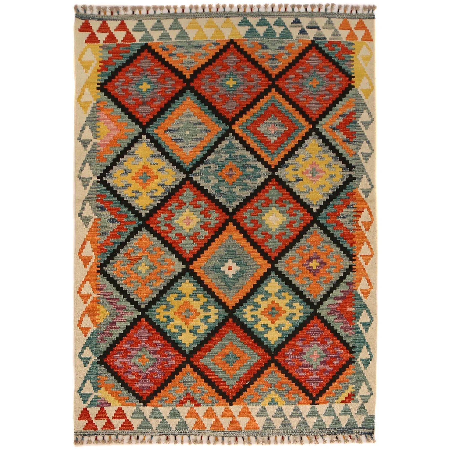 Handmade Natural Wool Kilim Rug 127 × 175 cm – No. P34933