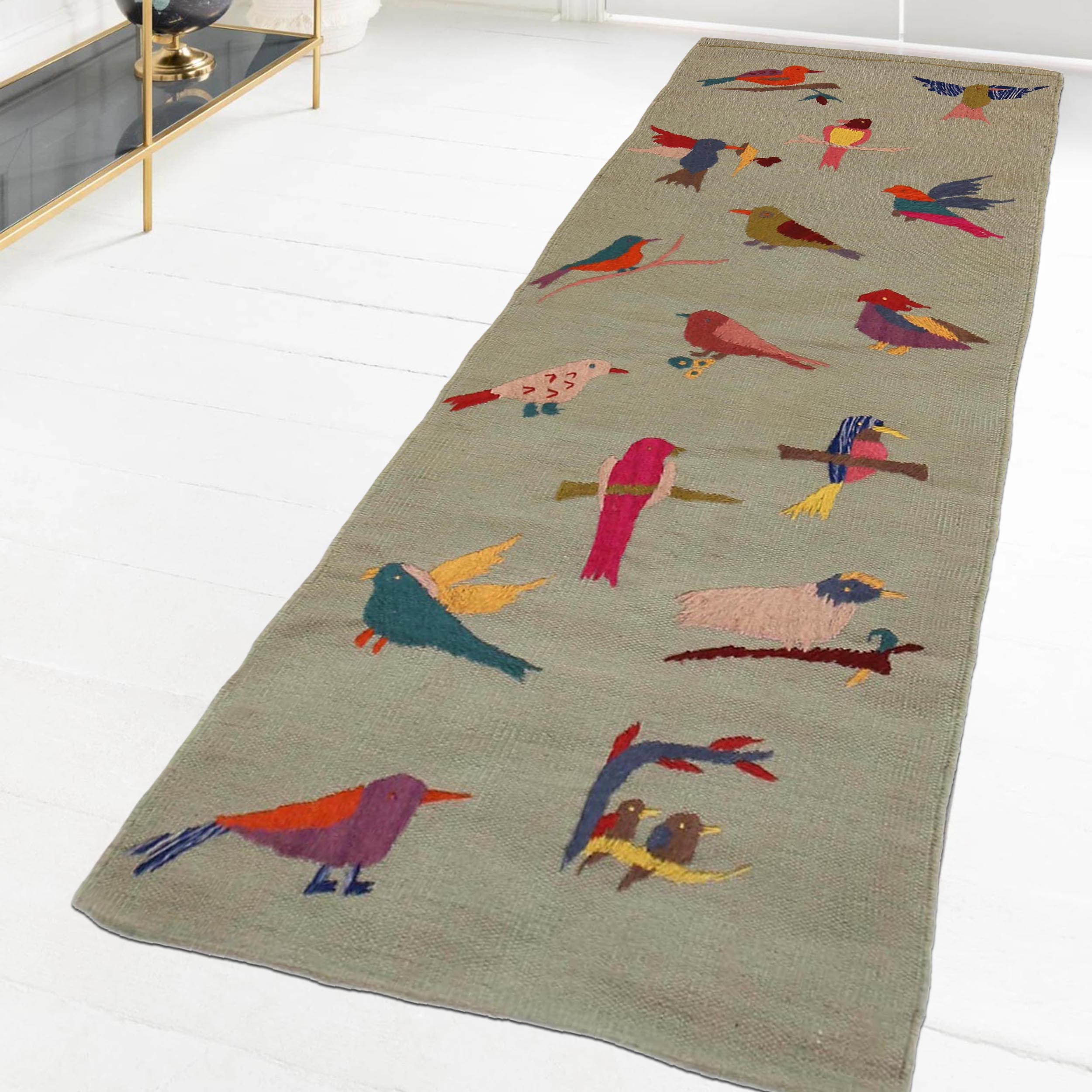 Handmade Embroidery Kilim Runner Rug – 24 x 73.6 in – P35158