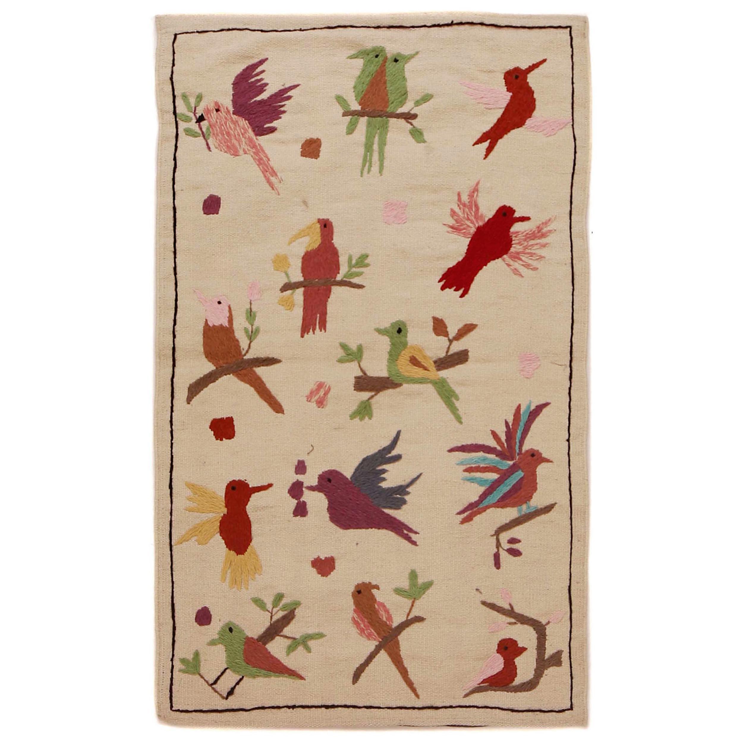 Beige Embroidered Flatweave Kilim Rug 73 x 122 cm P35165