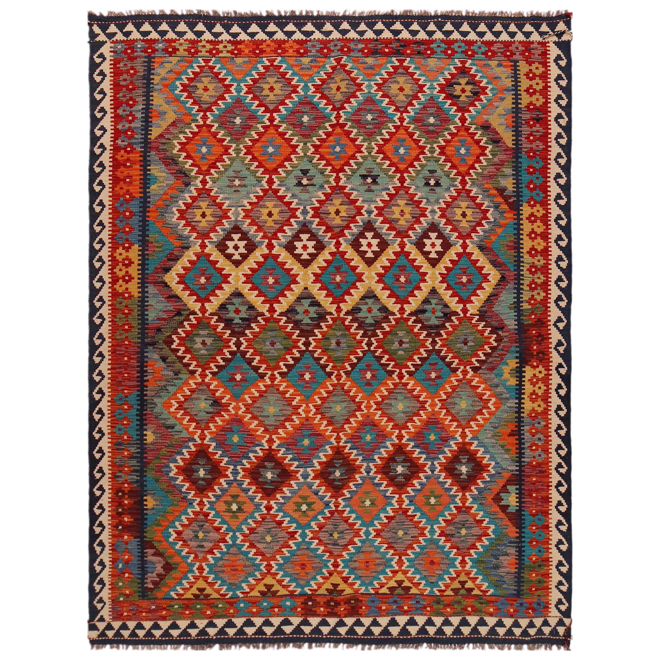 Handmade Vegetable Kilim 5' 10" x 7' 10" (ft) - No. P35655