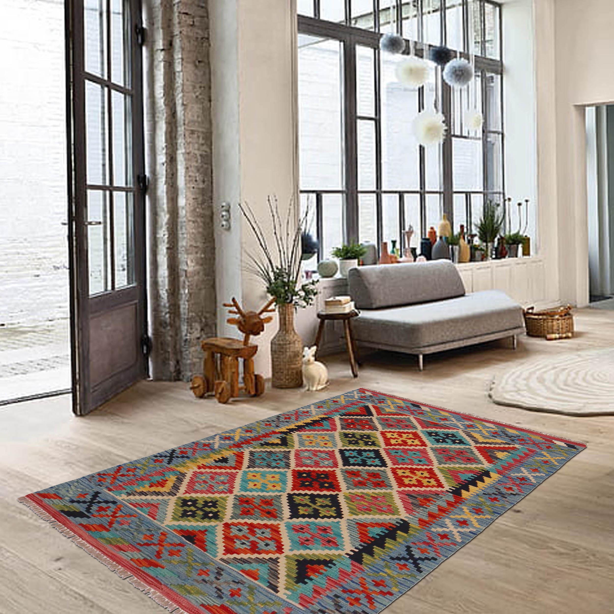 Handmade Wool Area Rug 102 x 143 (cm) (ID P35703)