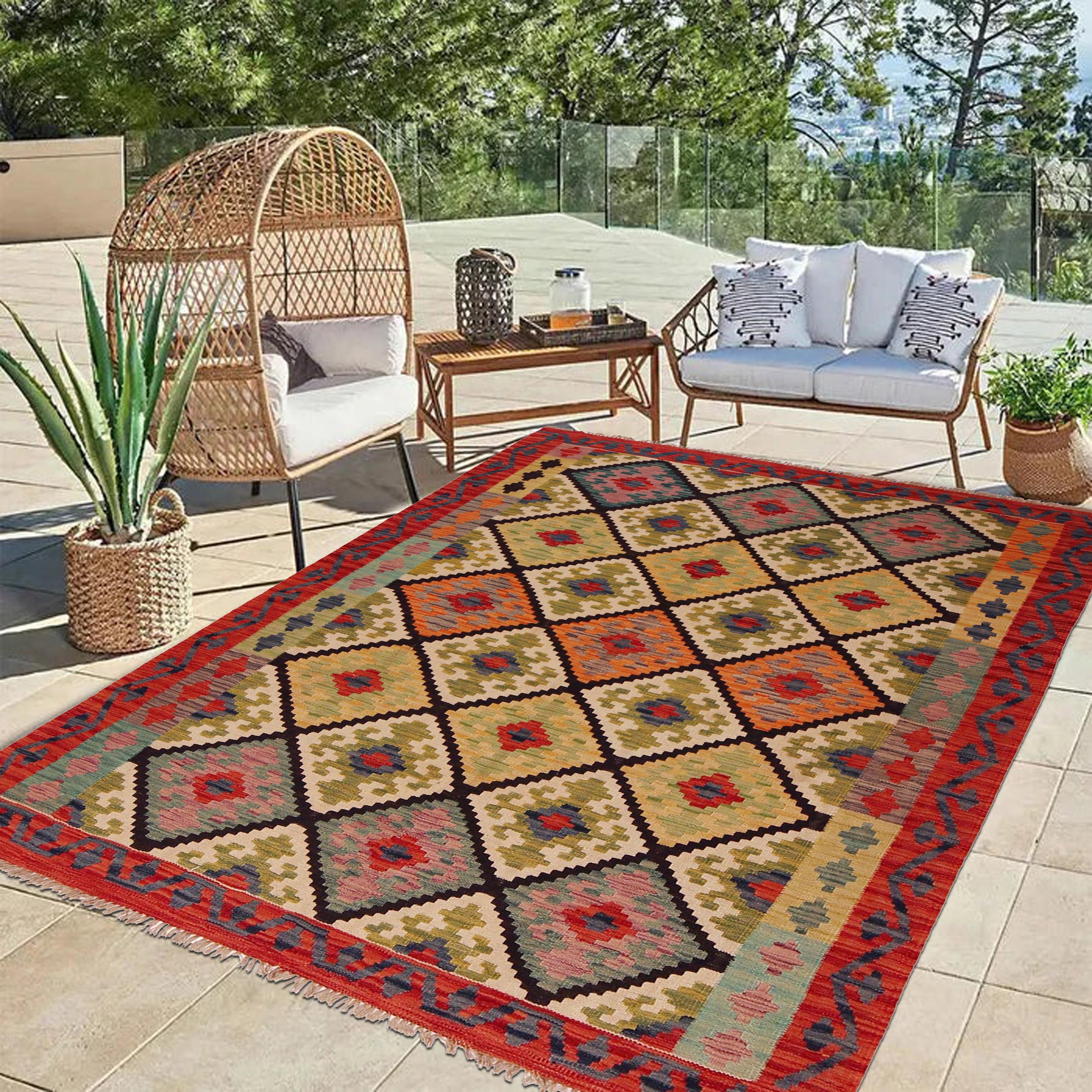 Handmade Vegetable Kilim 5' 0" x 6' 10" (ft) - No. P35854