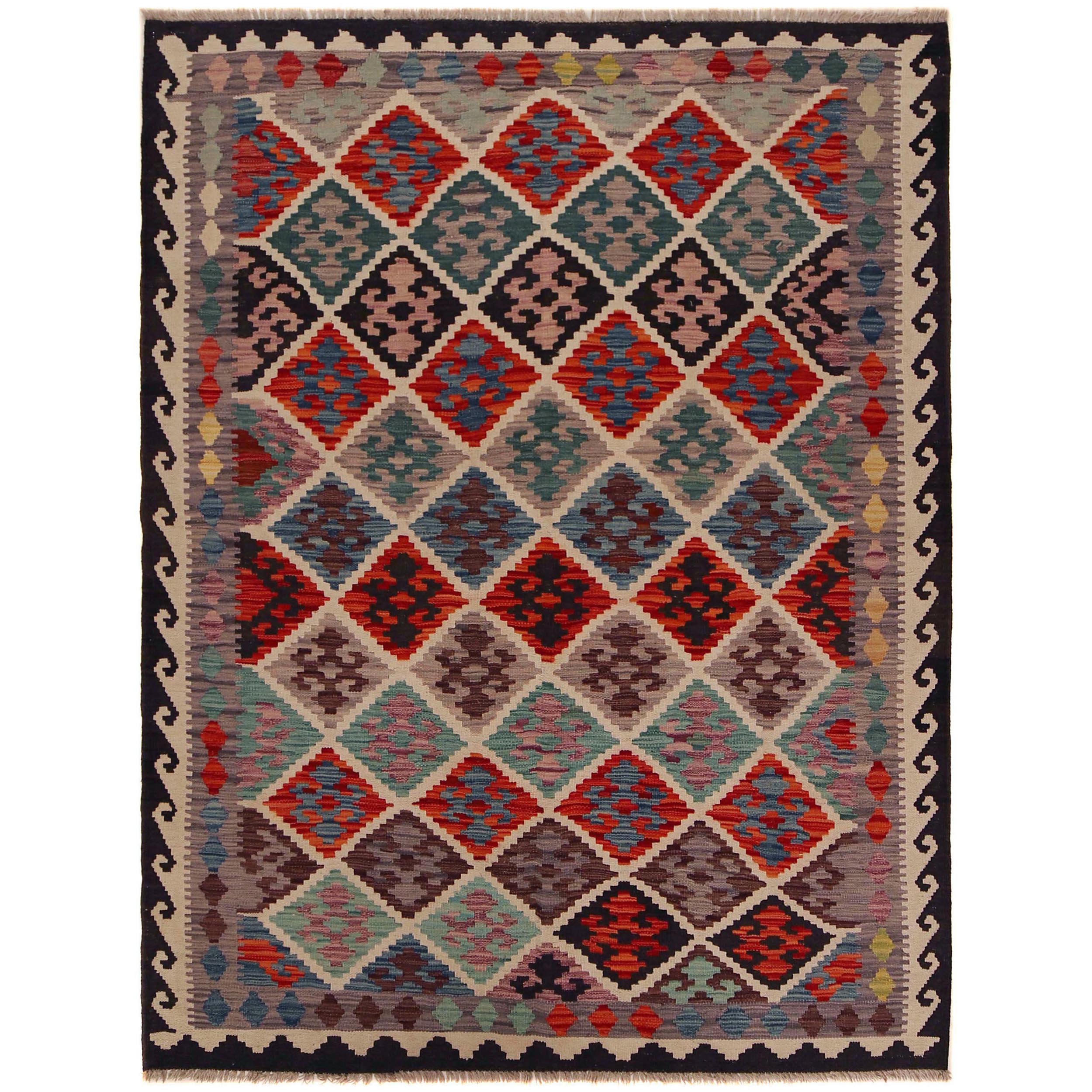 Handmade Vegetable Kelim 5' 0" x 6' 10" (ft) - No. P35855