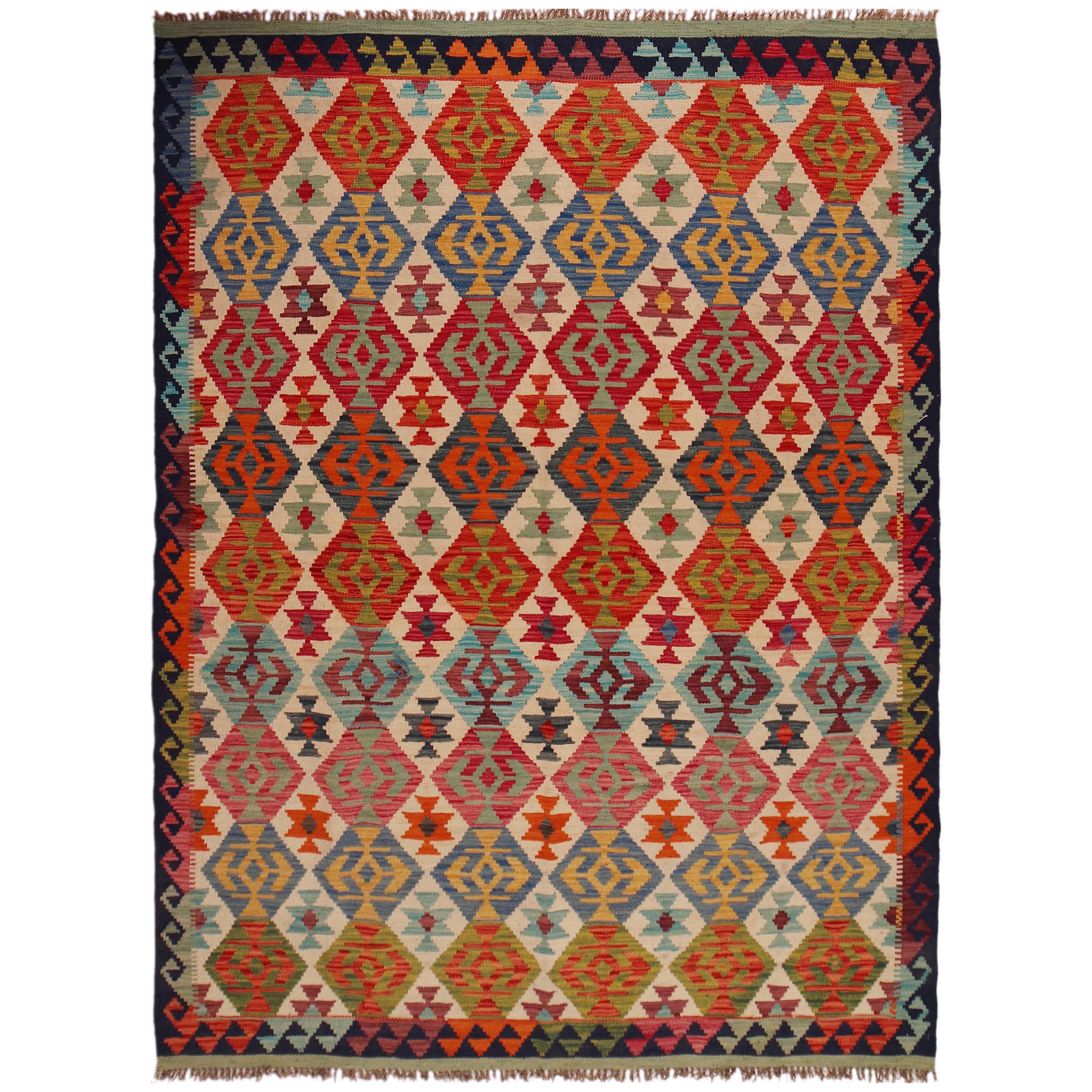 Handmade Vegetable Kilim 5' 8" x 7' 9" (ft) - No. P35993