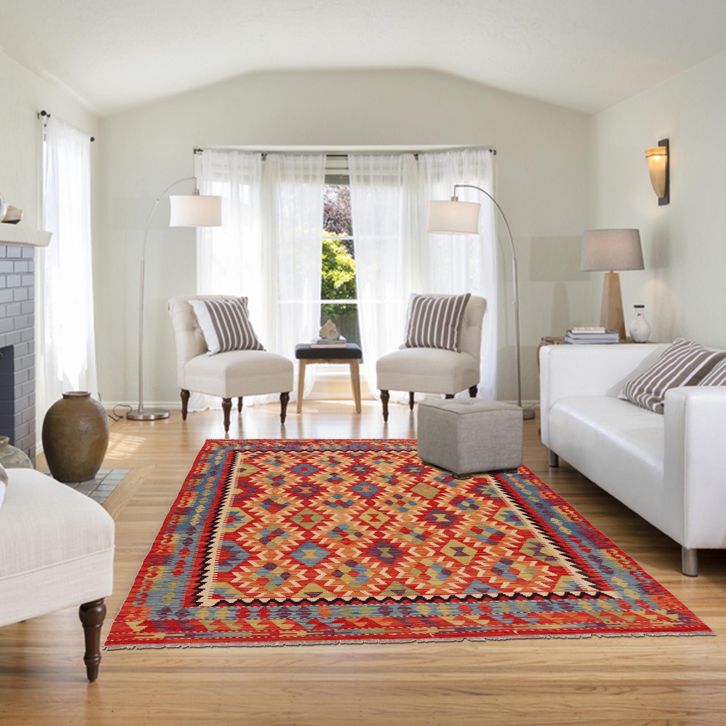 Handmade Wool Kilim Rug 184 x 251 cm (ID P36078)