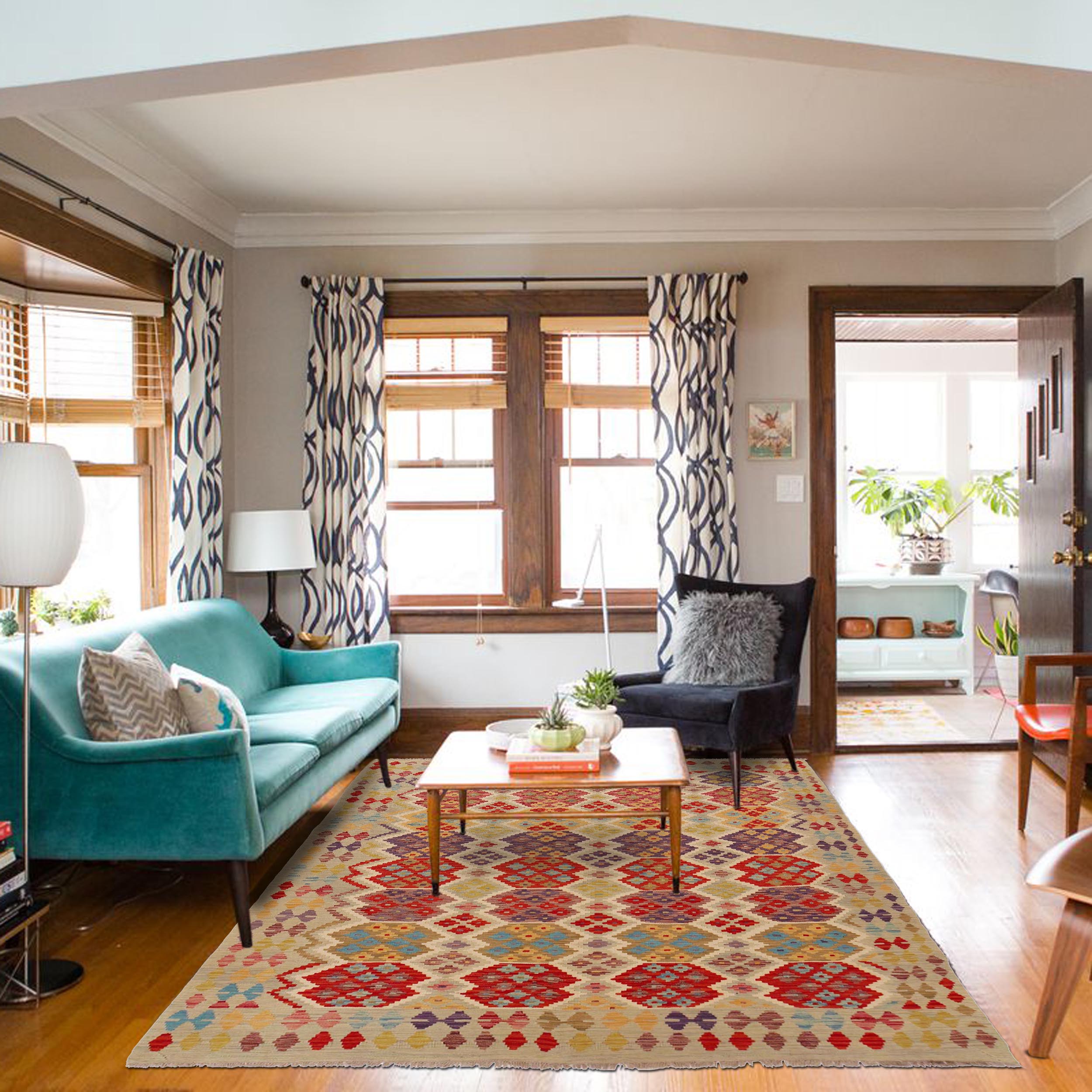 Handmade Wool Kilim Rug 181 x 232 cm (ID P36079)