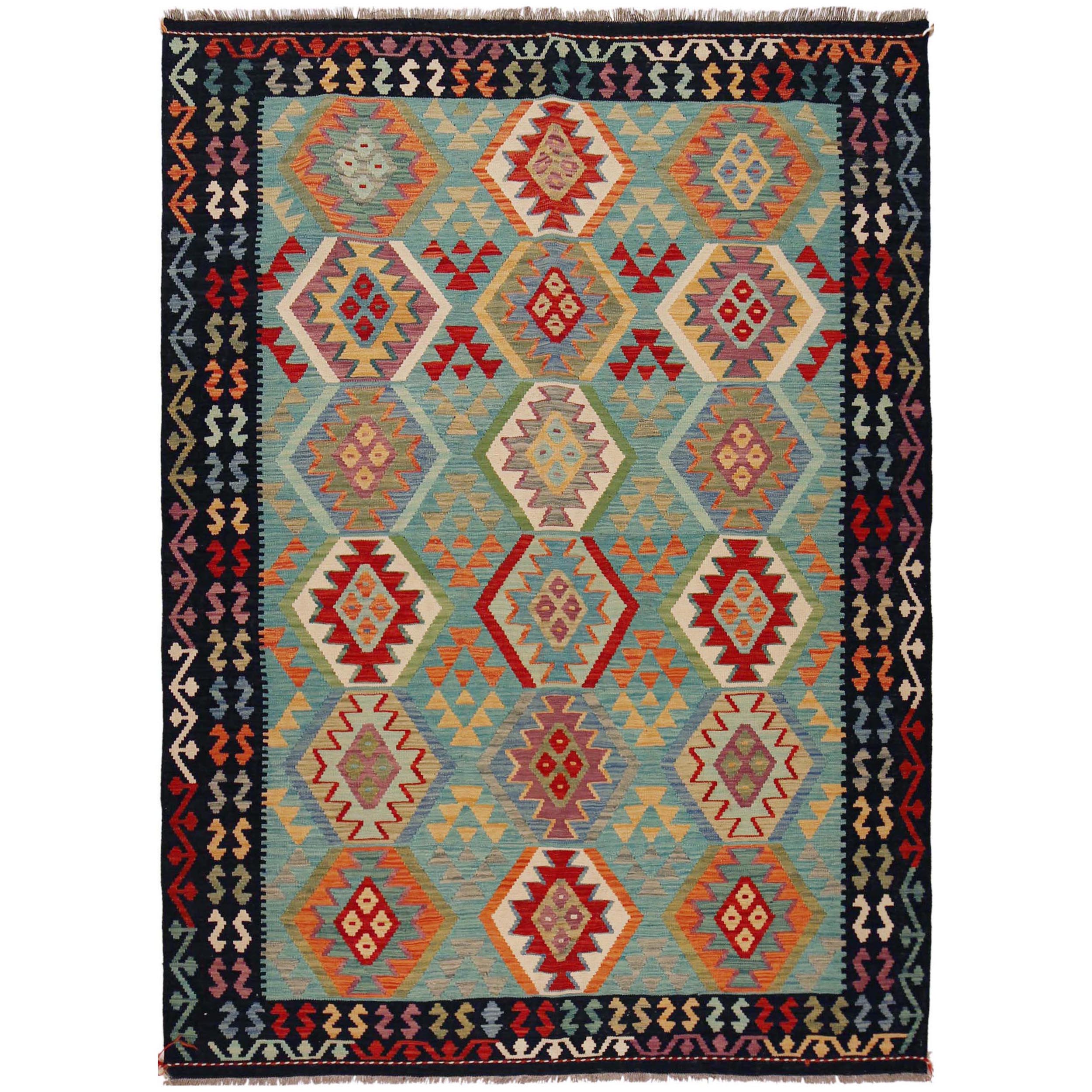 Handmade Wool Kilim Area Rug Premium Oriental 72x100in (ID P36082)