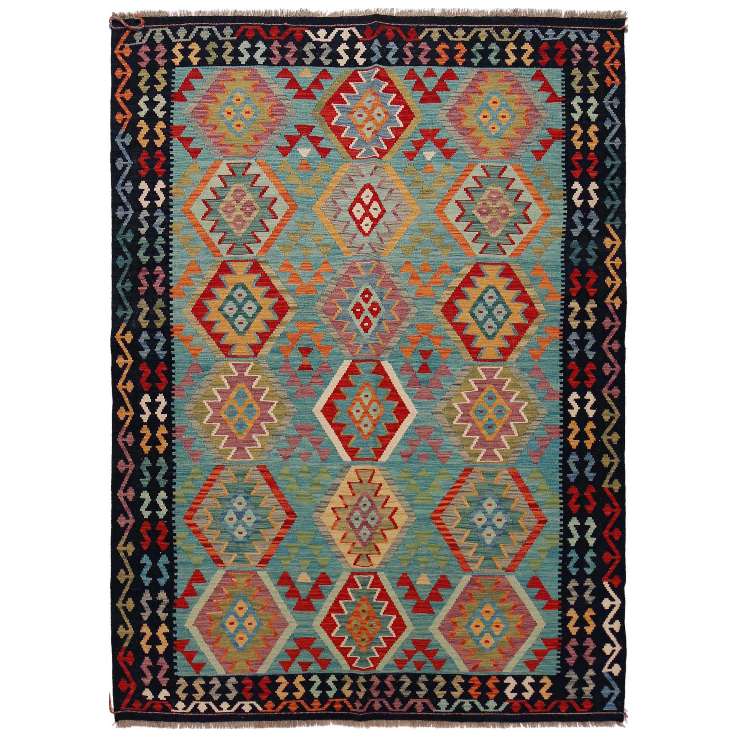Handmade Kelim Wool Area Rug Multi-colour Premium 71.3x99.6in (ID P36084)