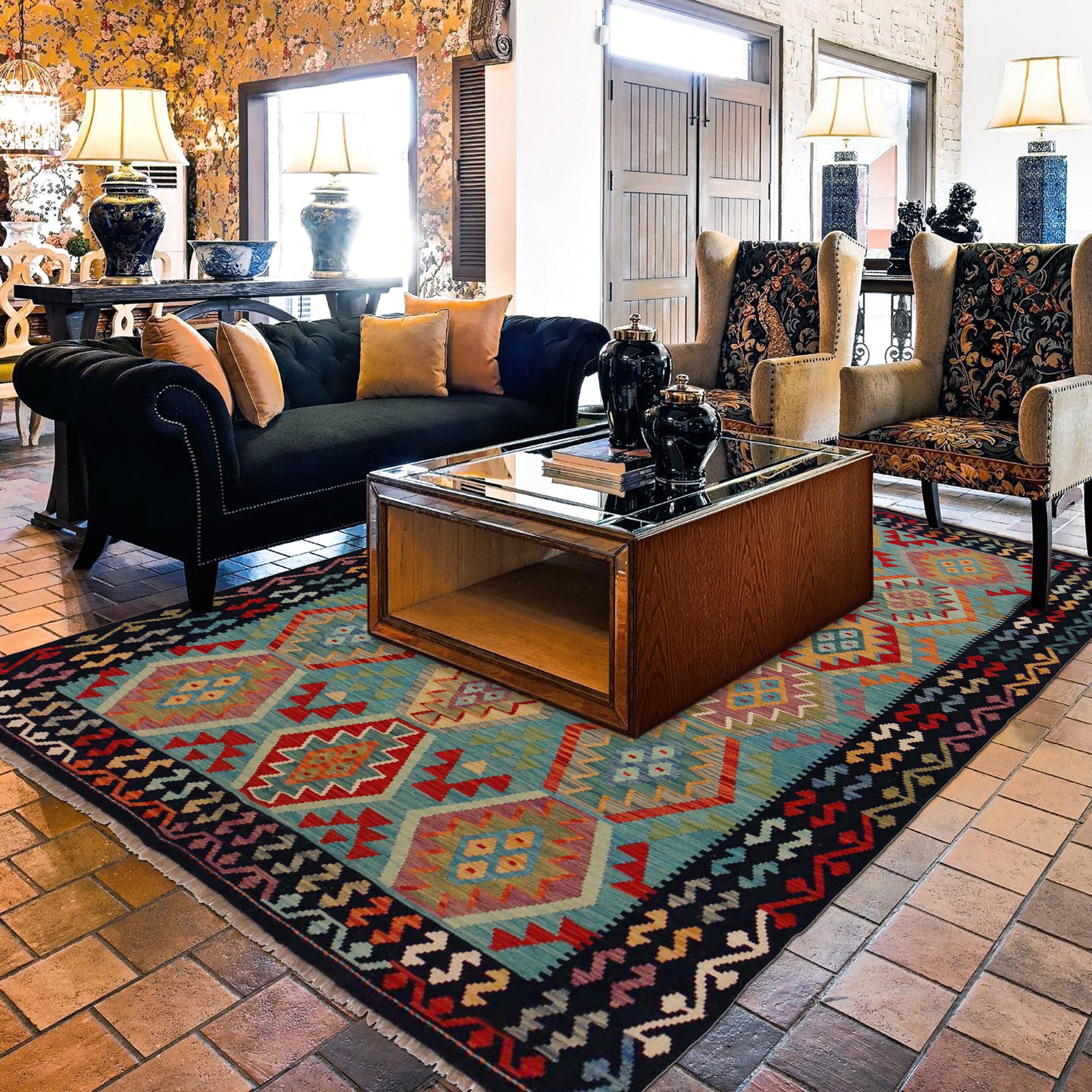 Handmade Kelim Wool Area Rug Multi-colour Premium 71.3x99.6in (ID P36084)