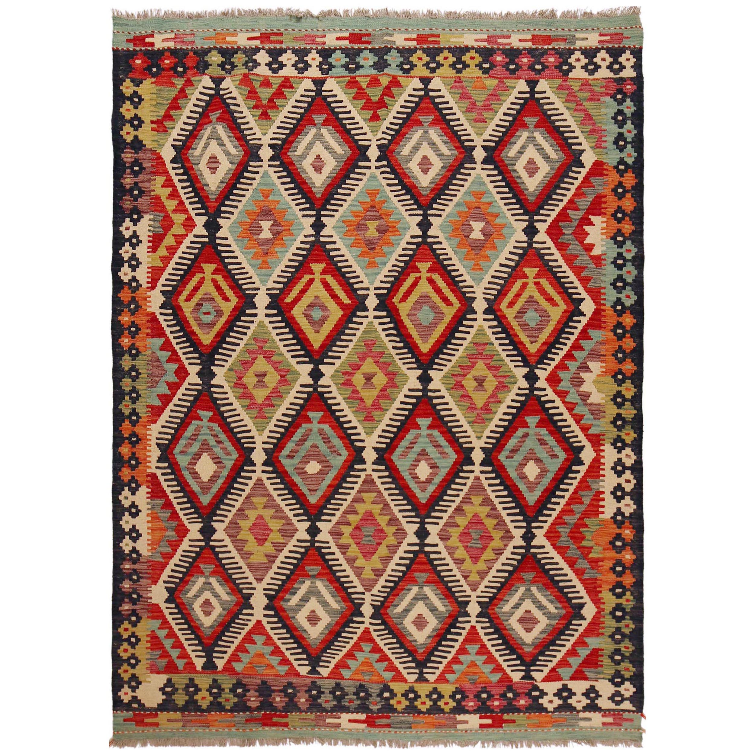 Handmade Wool Kilim Area Rug, Premium Oriental Carpet (ID P36085)