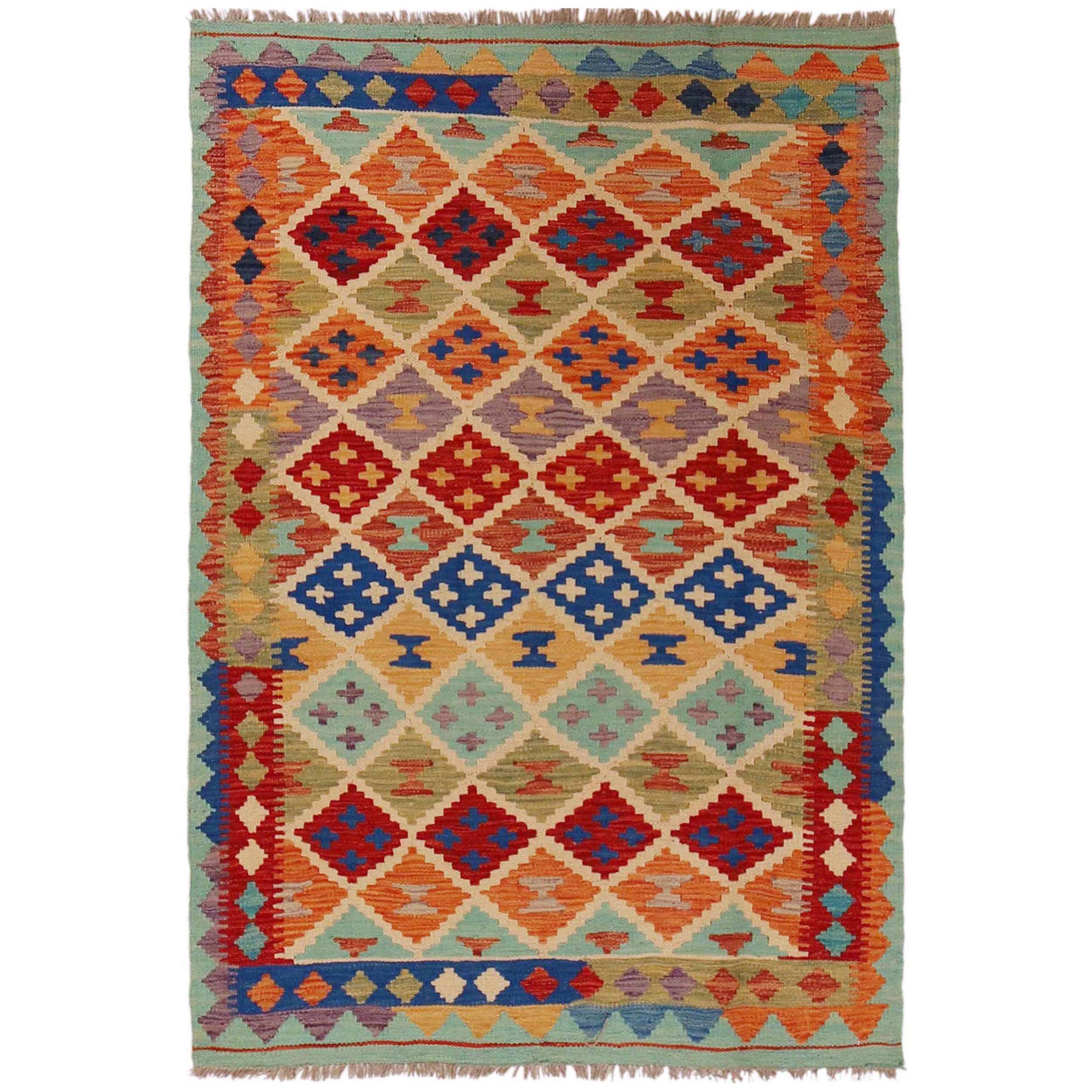 Handmade Wool Kilim Area Rug 103x150 cm (ID P36087)