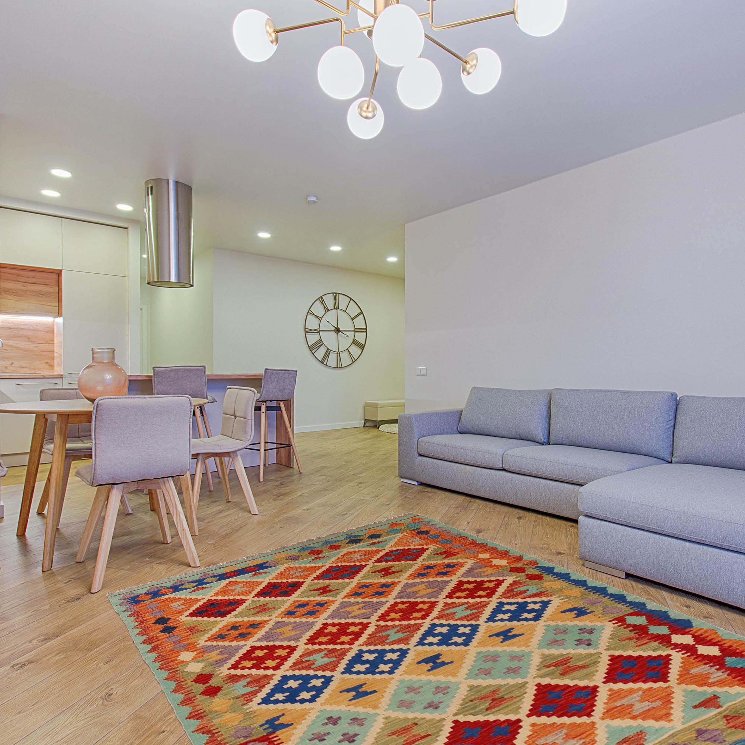 Handmade Wool Kilim Area Rug 103x150 cm (ID P36087)