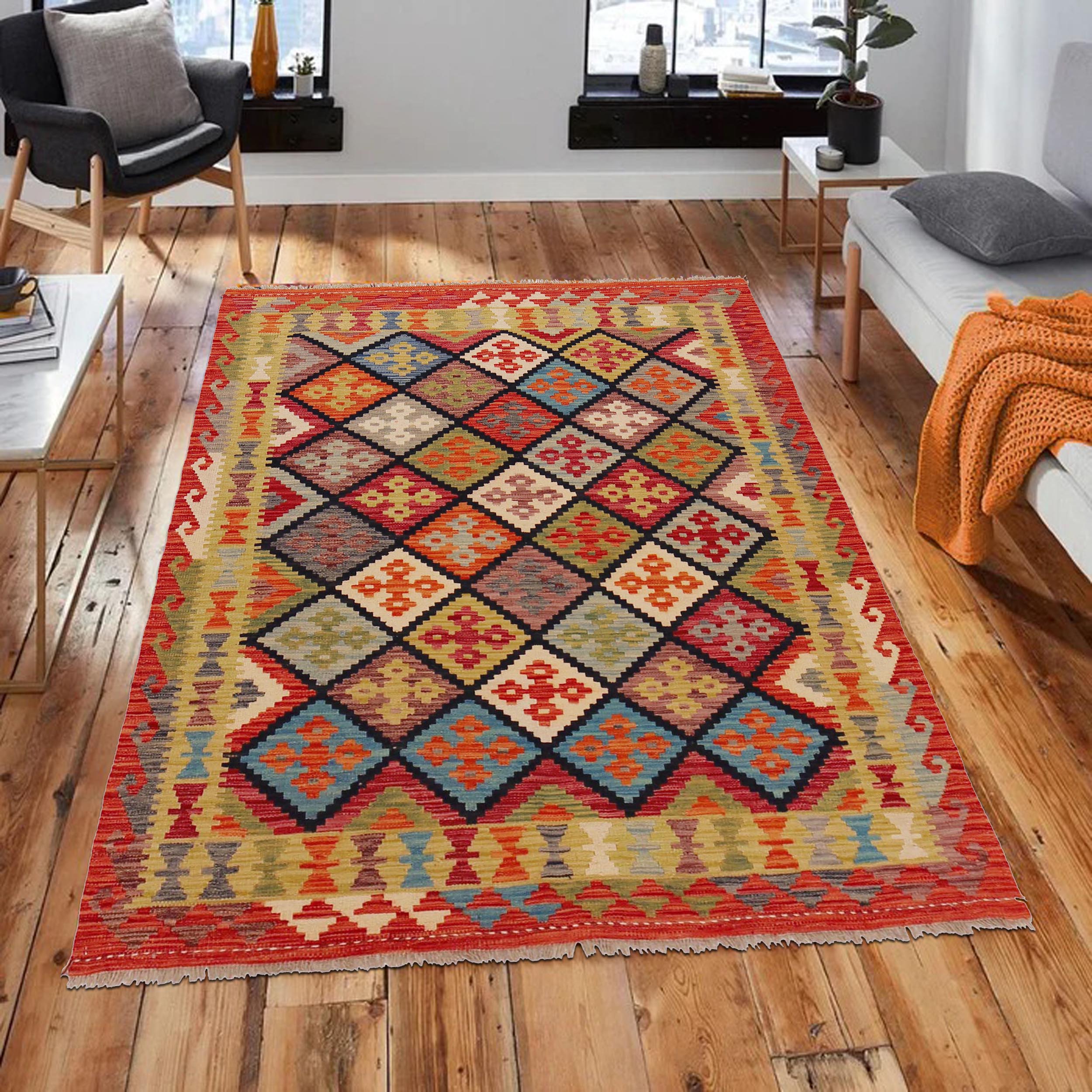 Handmade Wool Area Rug 150 x 192 (cm) (ID 36097)