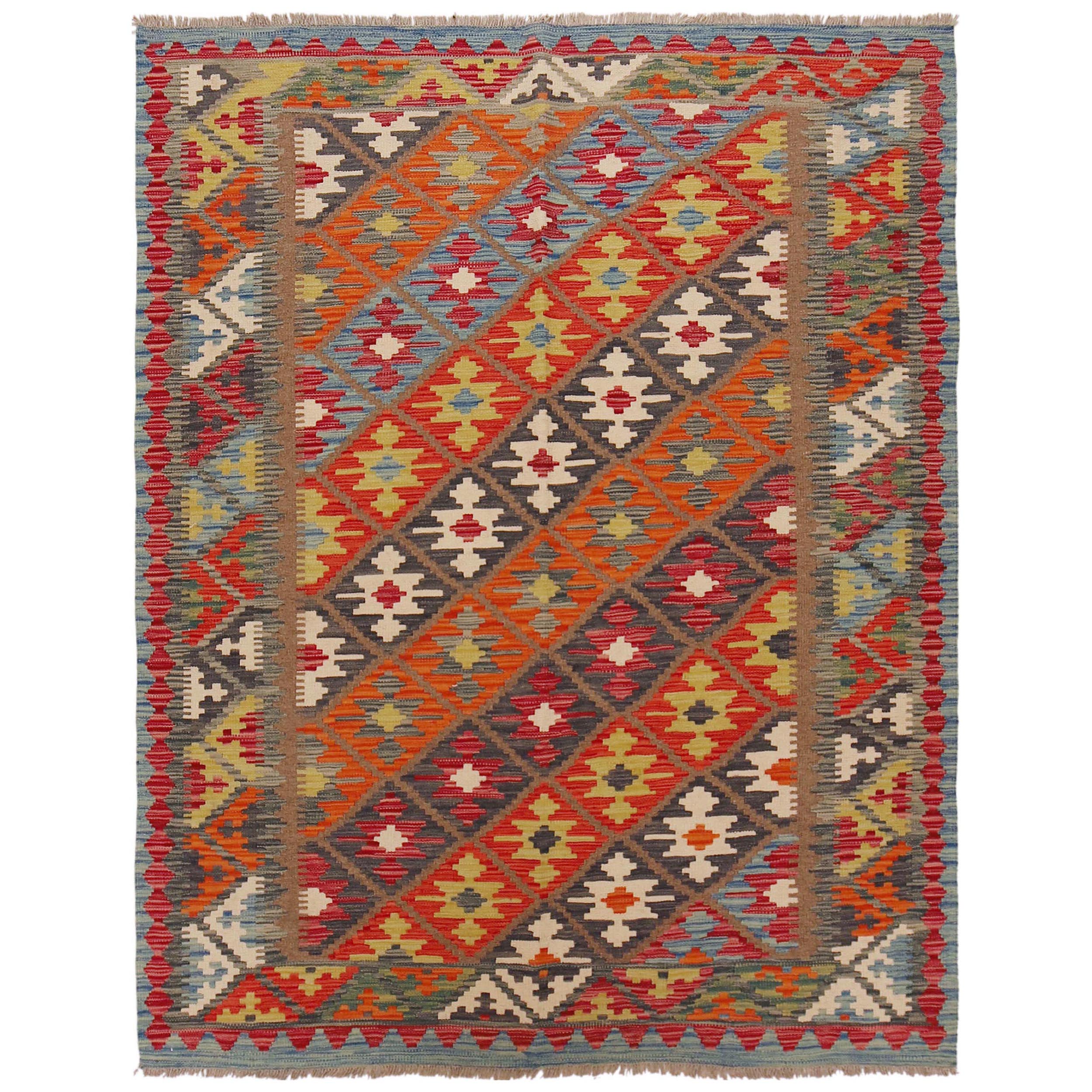 Handmade Wool Kilim Oriental Area Rug 158x203 cm (ID P36098)