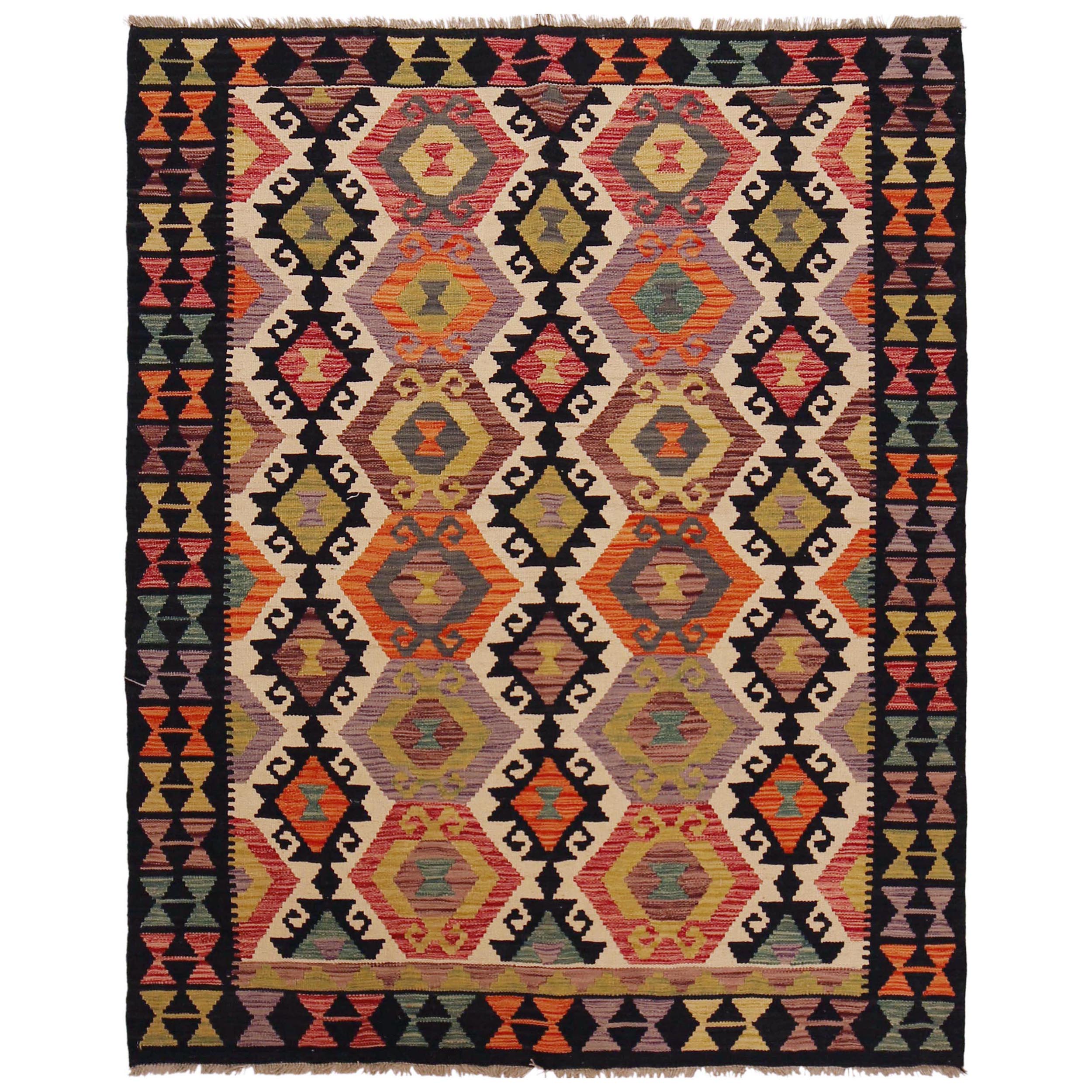 Handmade Wool Kilim Area Rug 5'2 x 6'5 (ID P36101)