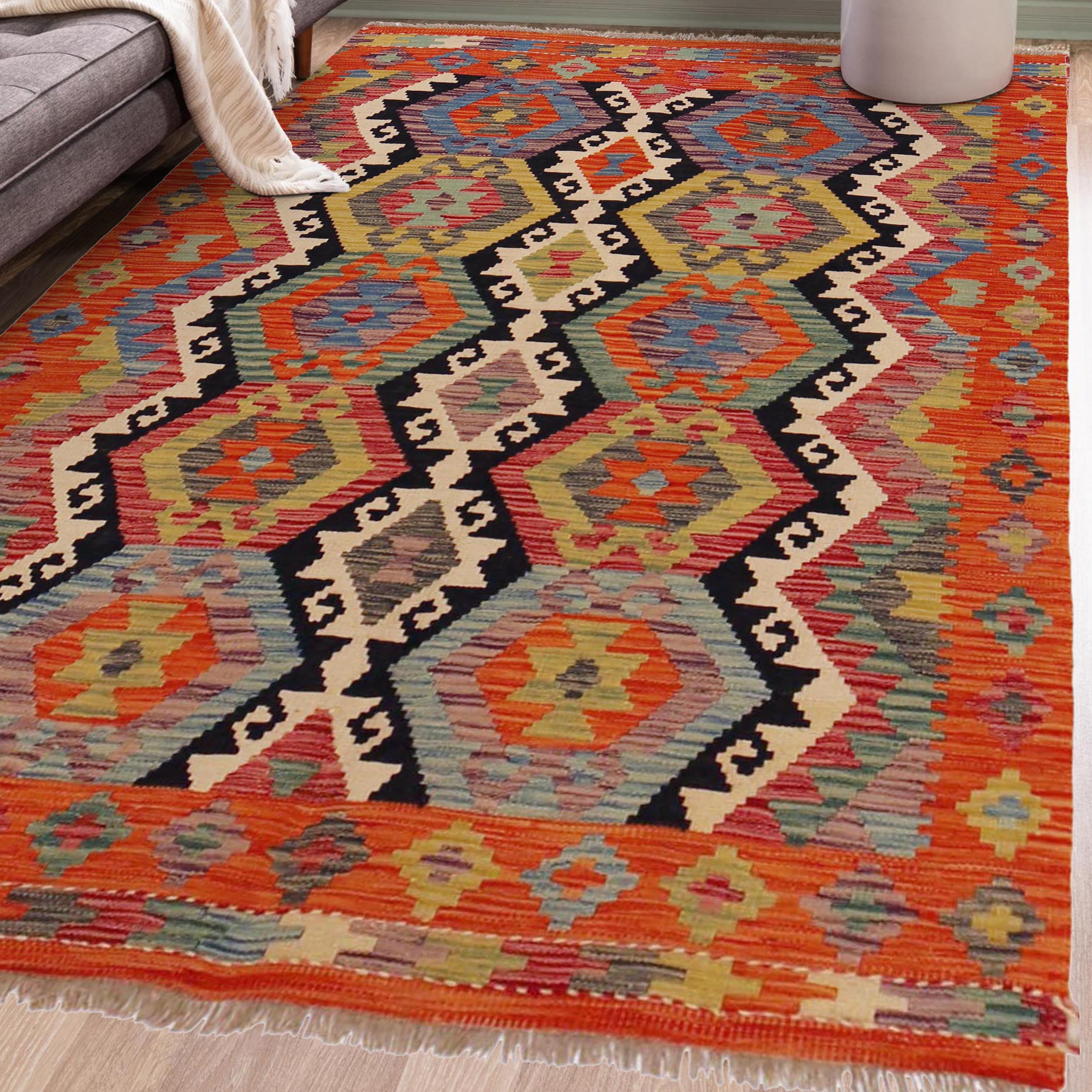 Handmade Wool Area Rug 130 x 166 cm (ID P36112)