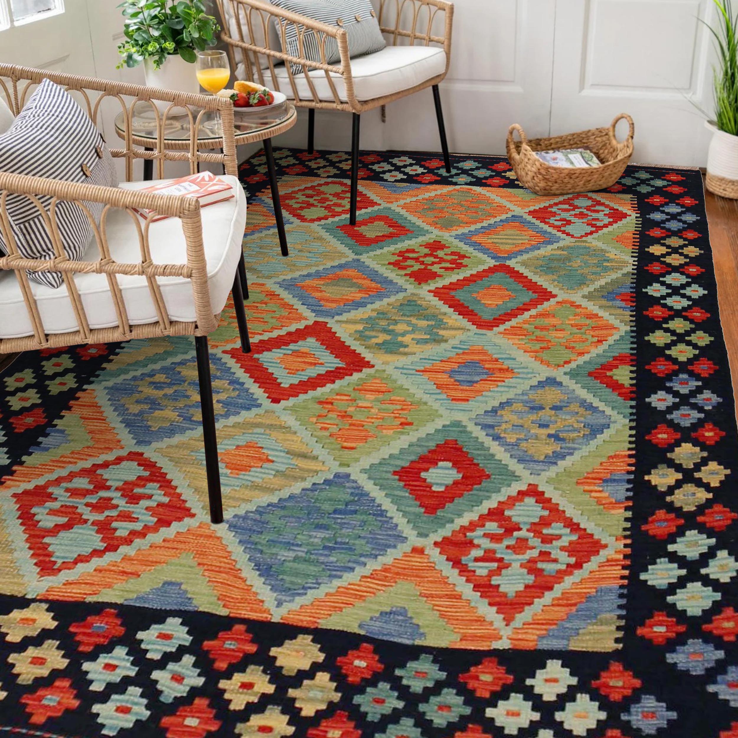 Handmade Wool Area Rug 124 x 167 cm (ID P36115)