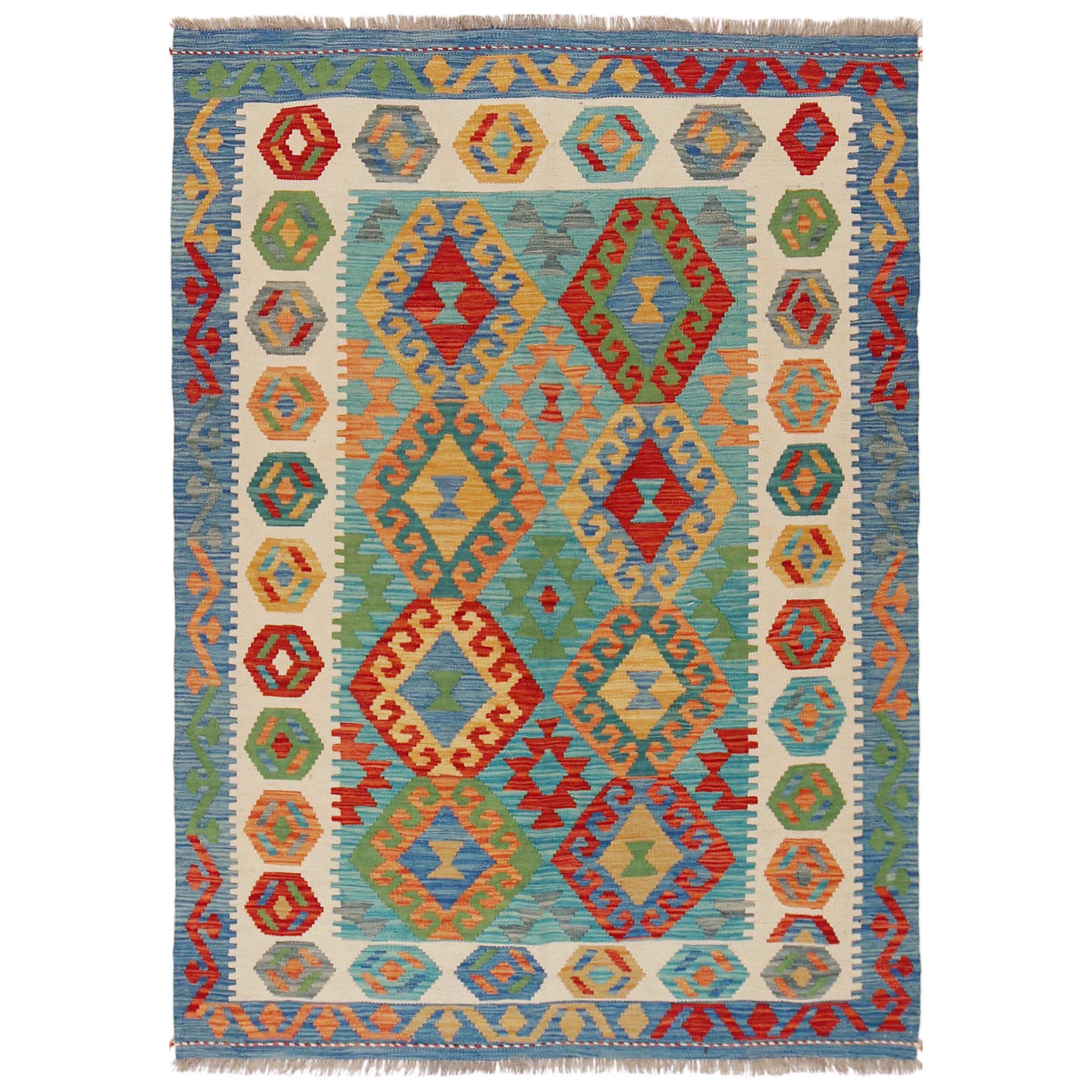 Handmade Wool Area Rug 126 x 179 cm (ID P36116)