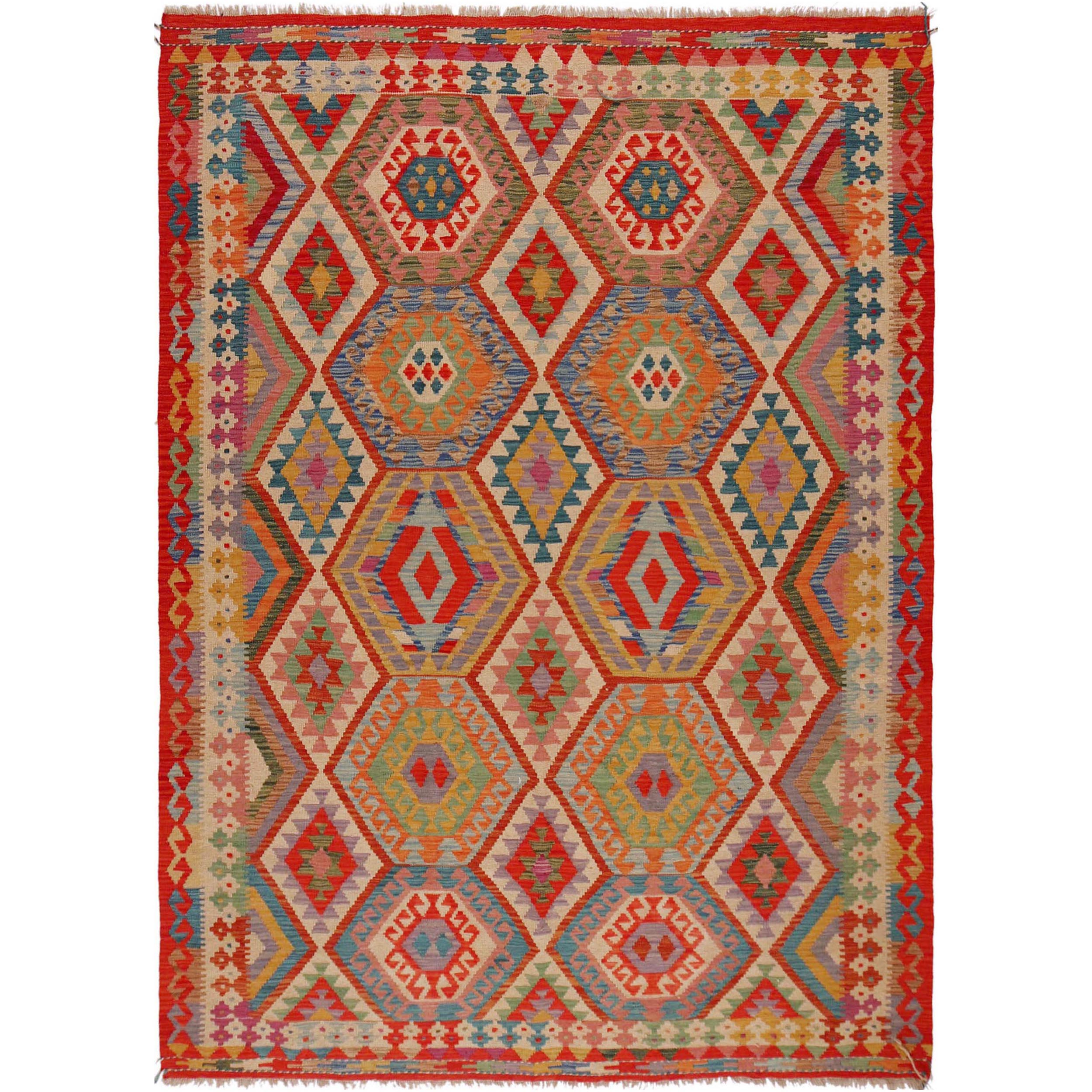 Handmade Kilim Wool Area Rug 183x254cm (ID P36138)