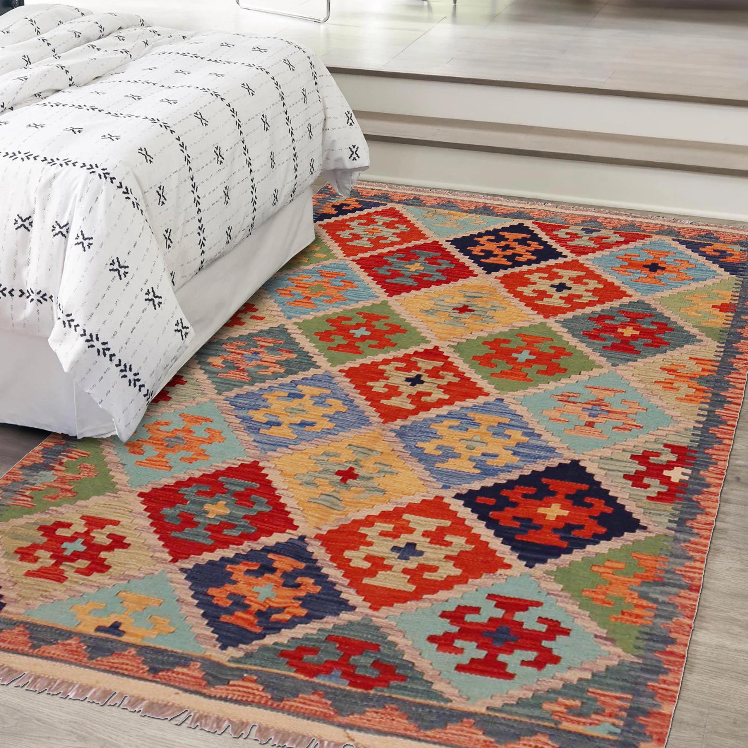 Handmade Wool Kilim Rug 105 x 151 cm (ID P36139)