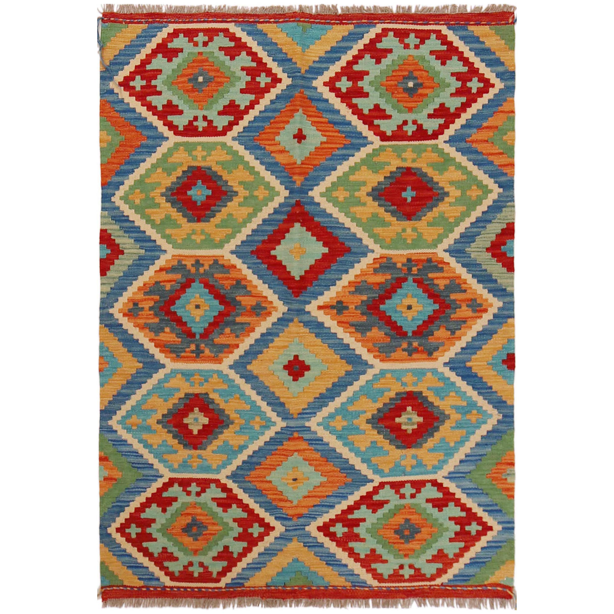 Handmade Kelim Wool Carpet 101 x 144 (cm) (ID P36141)
