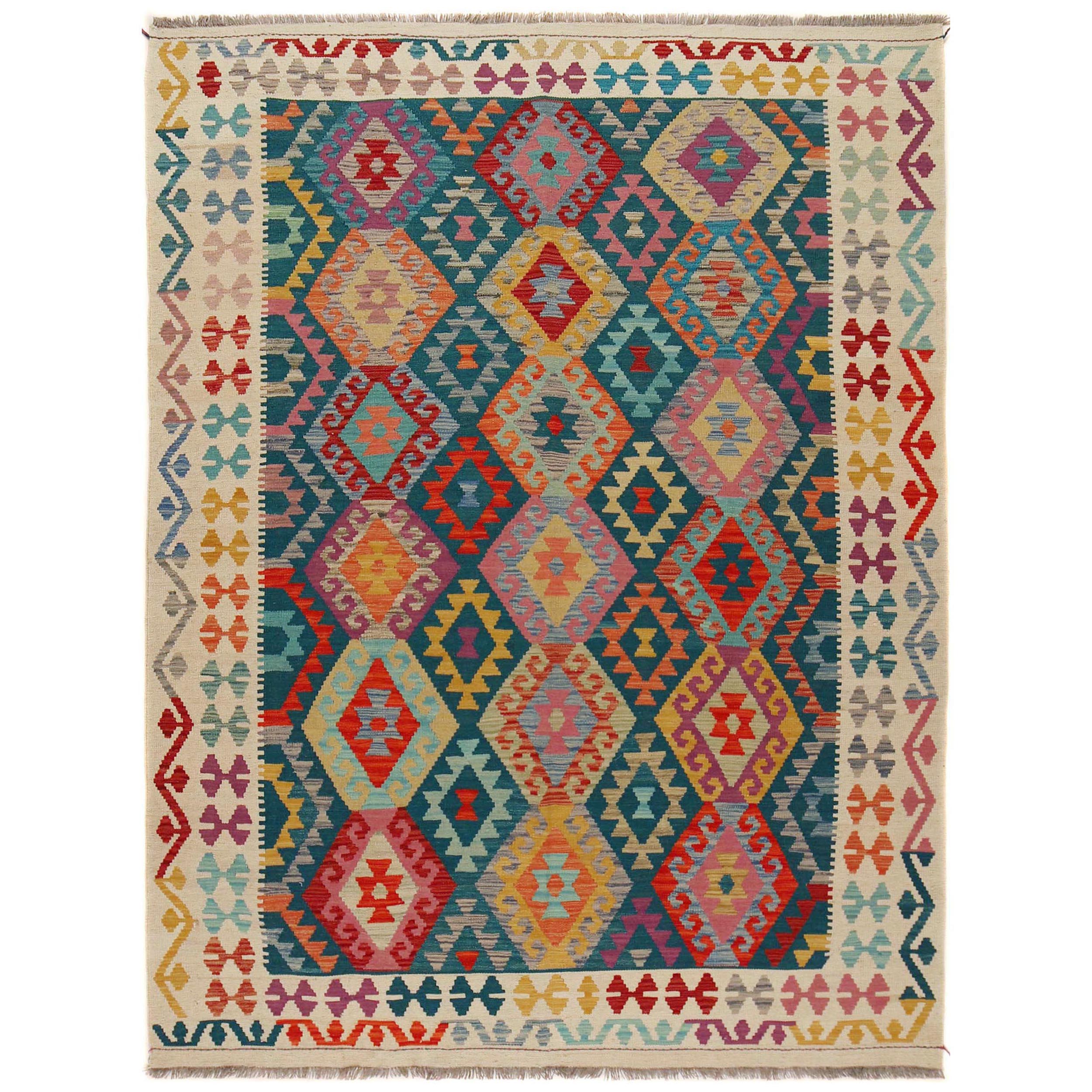Handmade Wool Kilim Area Rug 176x247 cm (ID P36148)