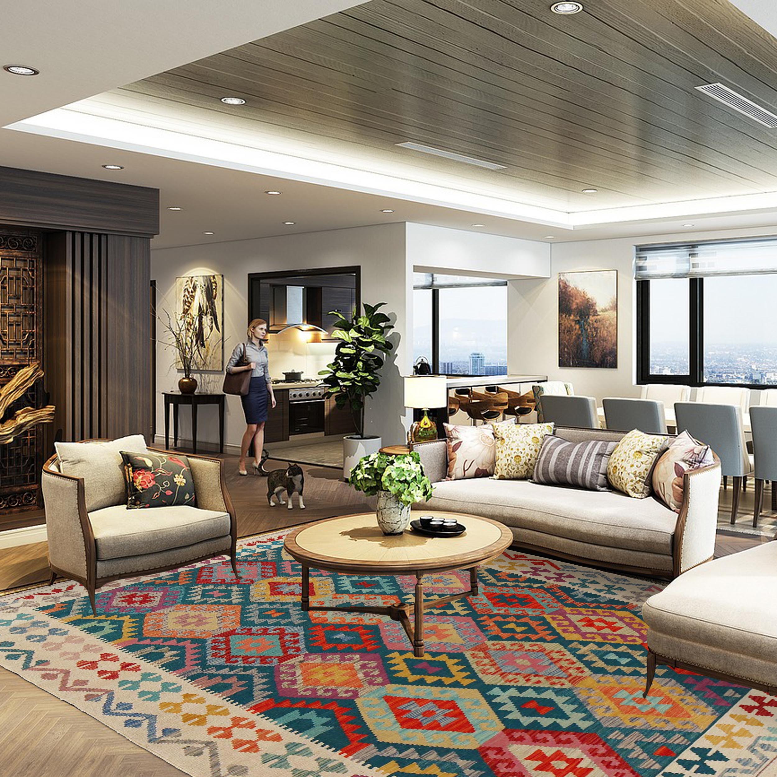 Handmade Wool Kilim Area Rug 176x247 cm (ID P36148)