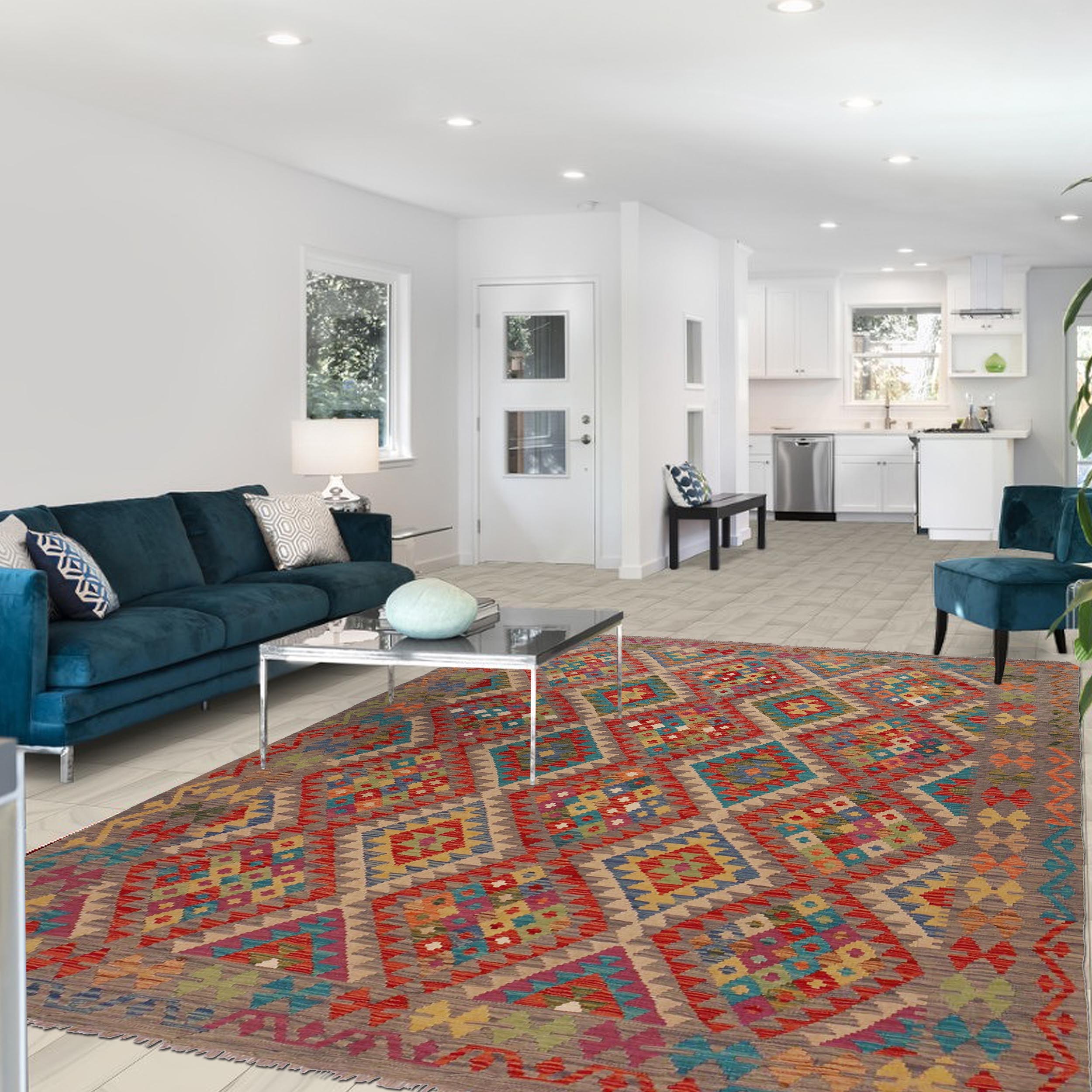 Handmade Wool Kilim Area Rug 75x96 in (ID P36150)