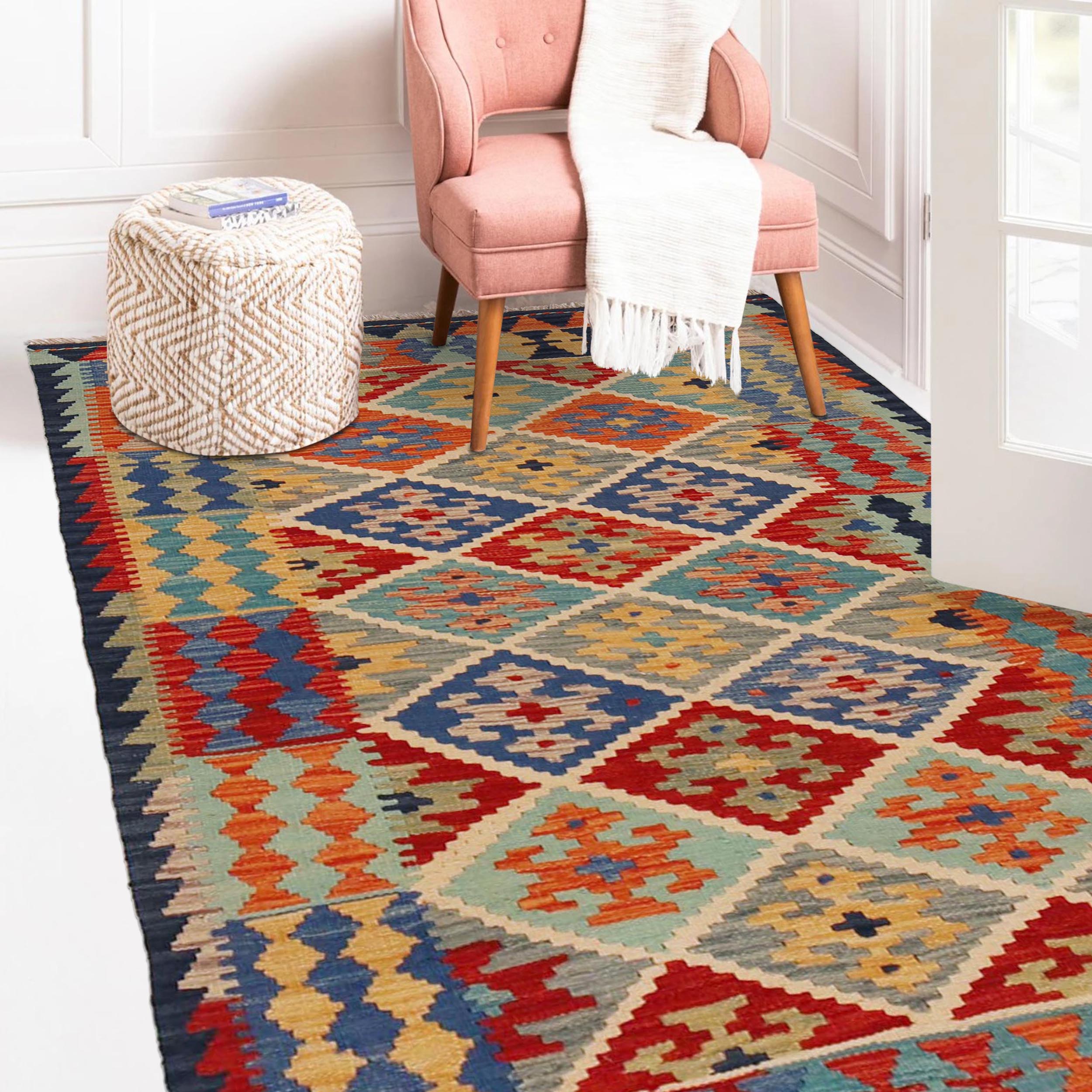 Handmade Wool Kilim Rug 105 x 150 cm (ID P36262)